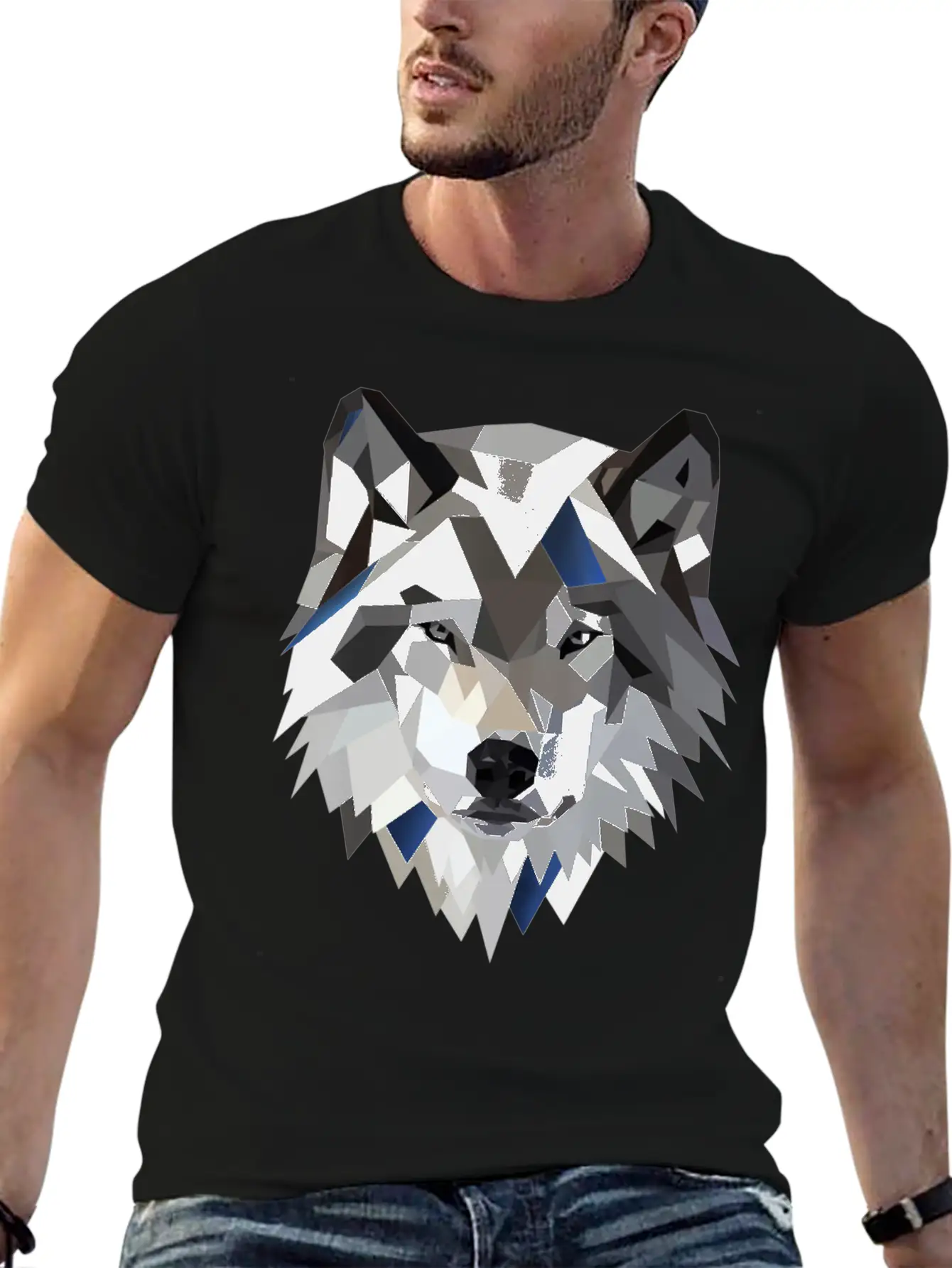 Wolf T Shirt Geometric Low Poly Lightweight Cotton T-Shirt – Daily Comfort Graphic Shirt