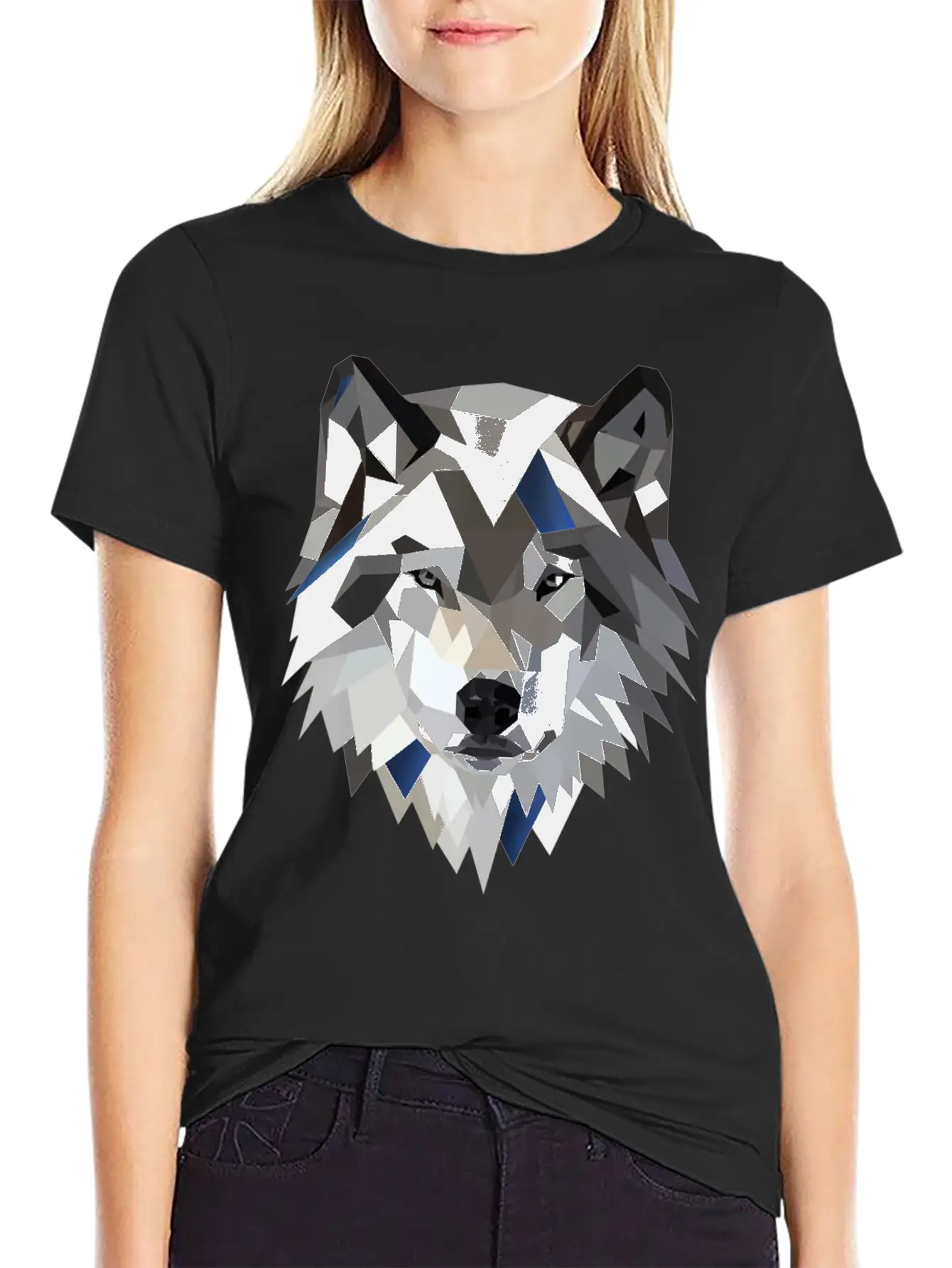 Wolf T Shirt Geometric Low Poly Lightweight Cotton T-Shirt – Daily Comfort Graphic Shirt