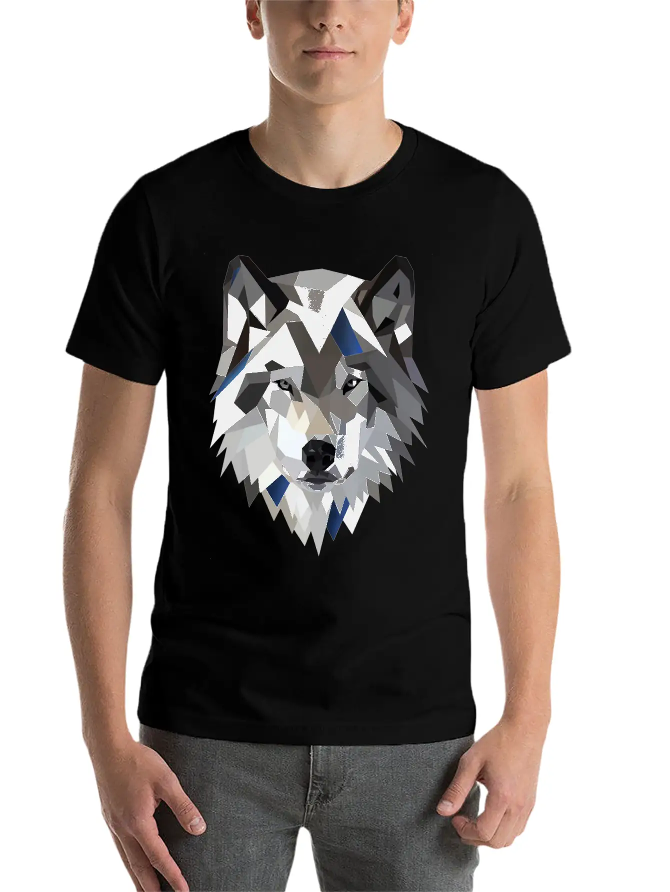 Wolf T Shirt Geometric Low Poly Lightweight Cotton T-Shirt – Daily Comfort Graphic Shirt