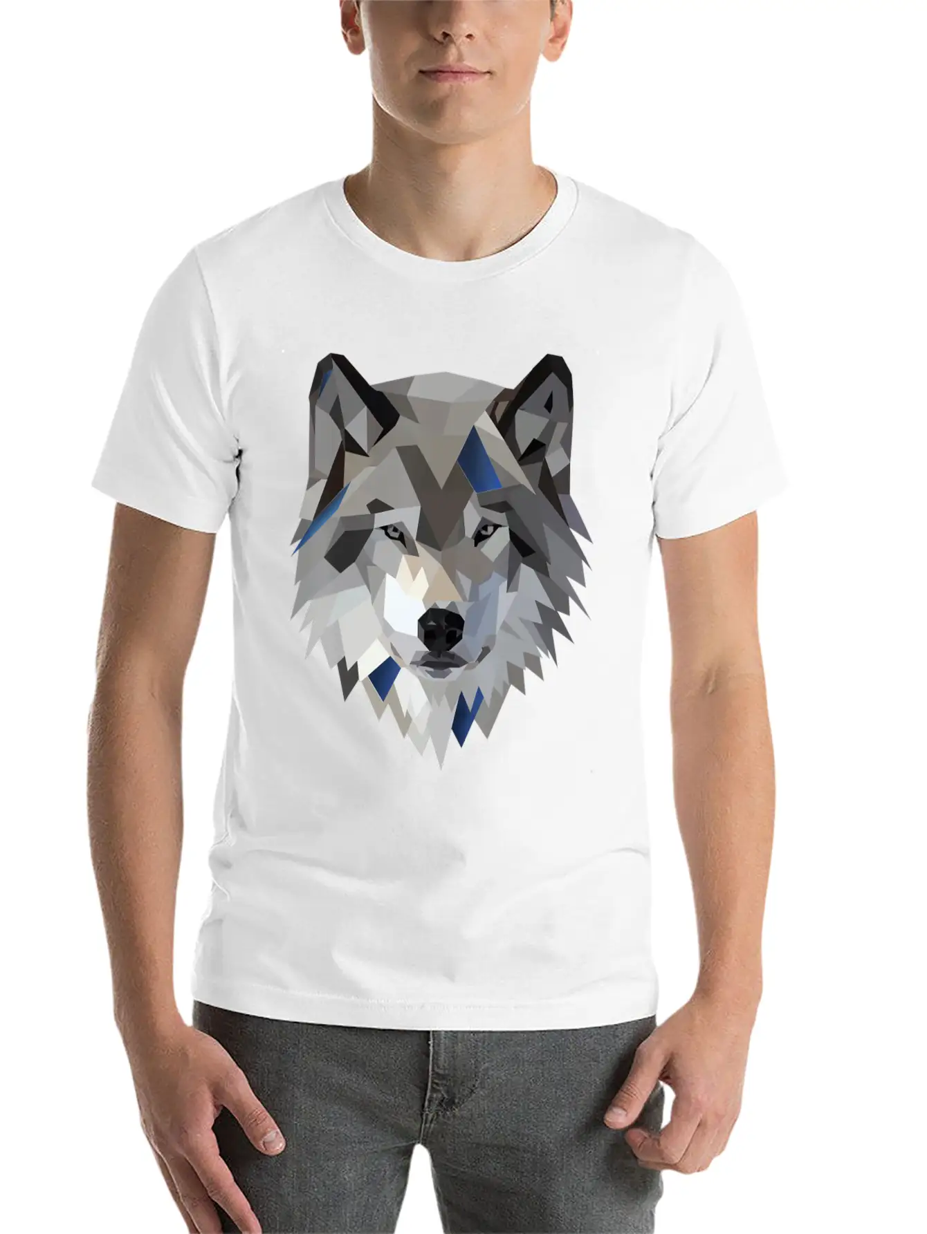 Wolf T Shirt Geometric Low Poly Lightweight Cotton T-Shirt – Daily Comfort Graphic Shirt