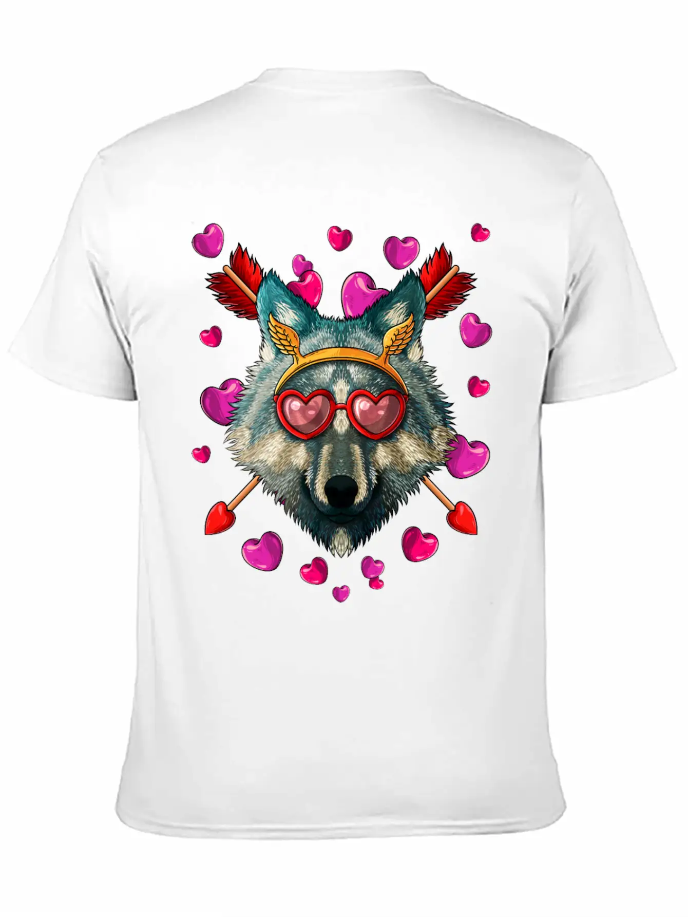 Wolf Valentines Day Animal Face Heart Glass Love A Lightweight Cotton T-Shirt – Daily Comfort Graphic Shirt