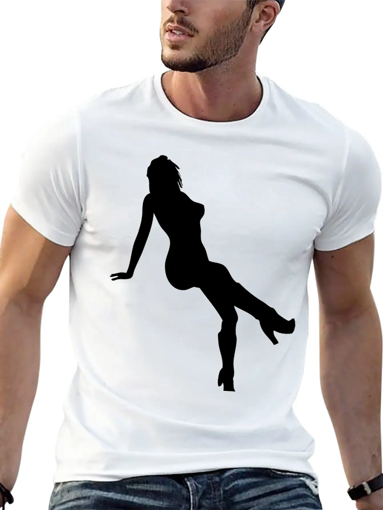 Woman Body Silhouette Vector Design Lightweight Cotton T-Shirt – Daily Comfort Graphic Shirt