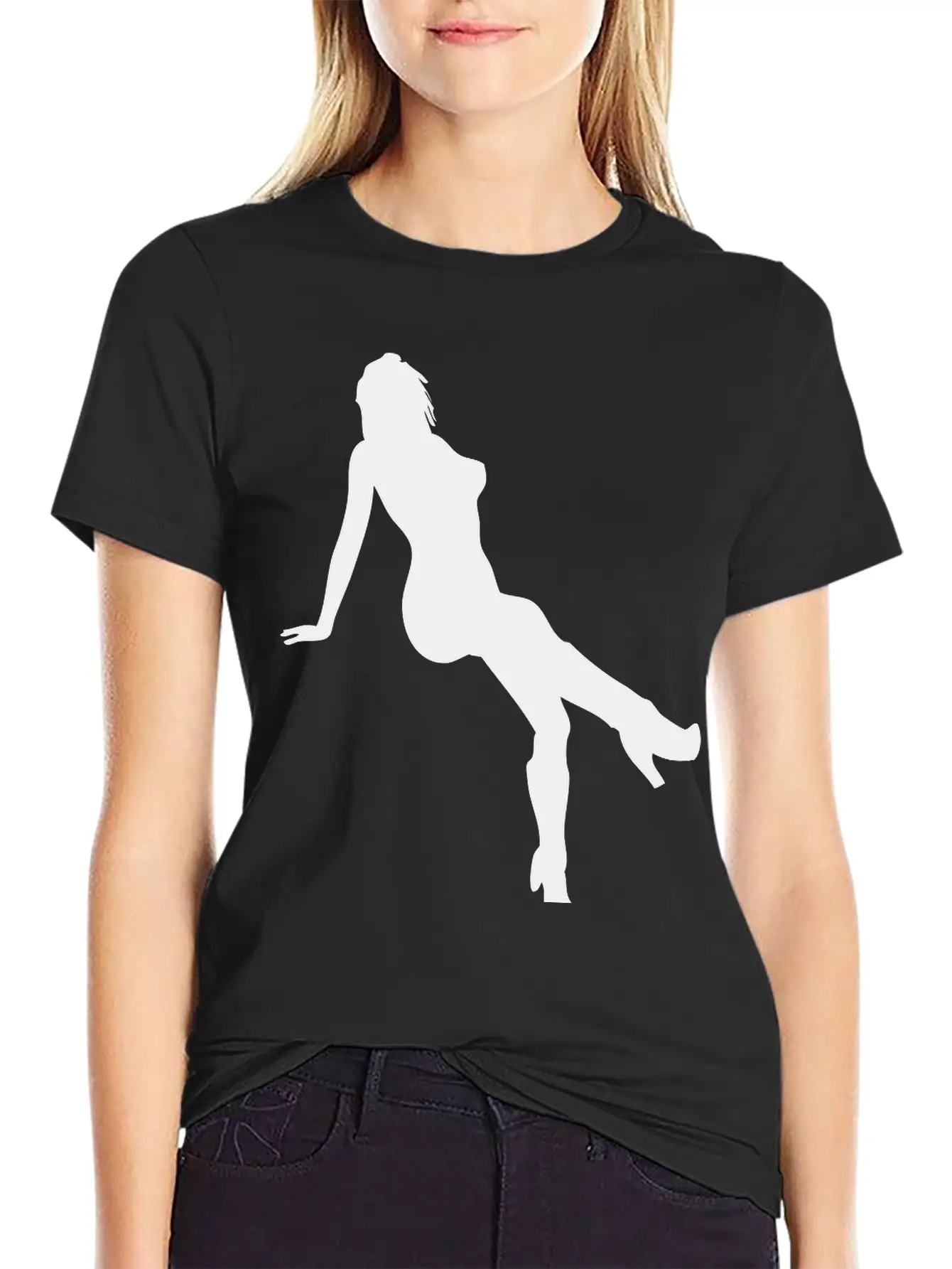Woman Body Silhouette Vector Design Lightweight Cotton T-Shirt – Daily Comfort Graphic Shirt