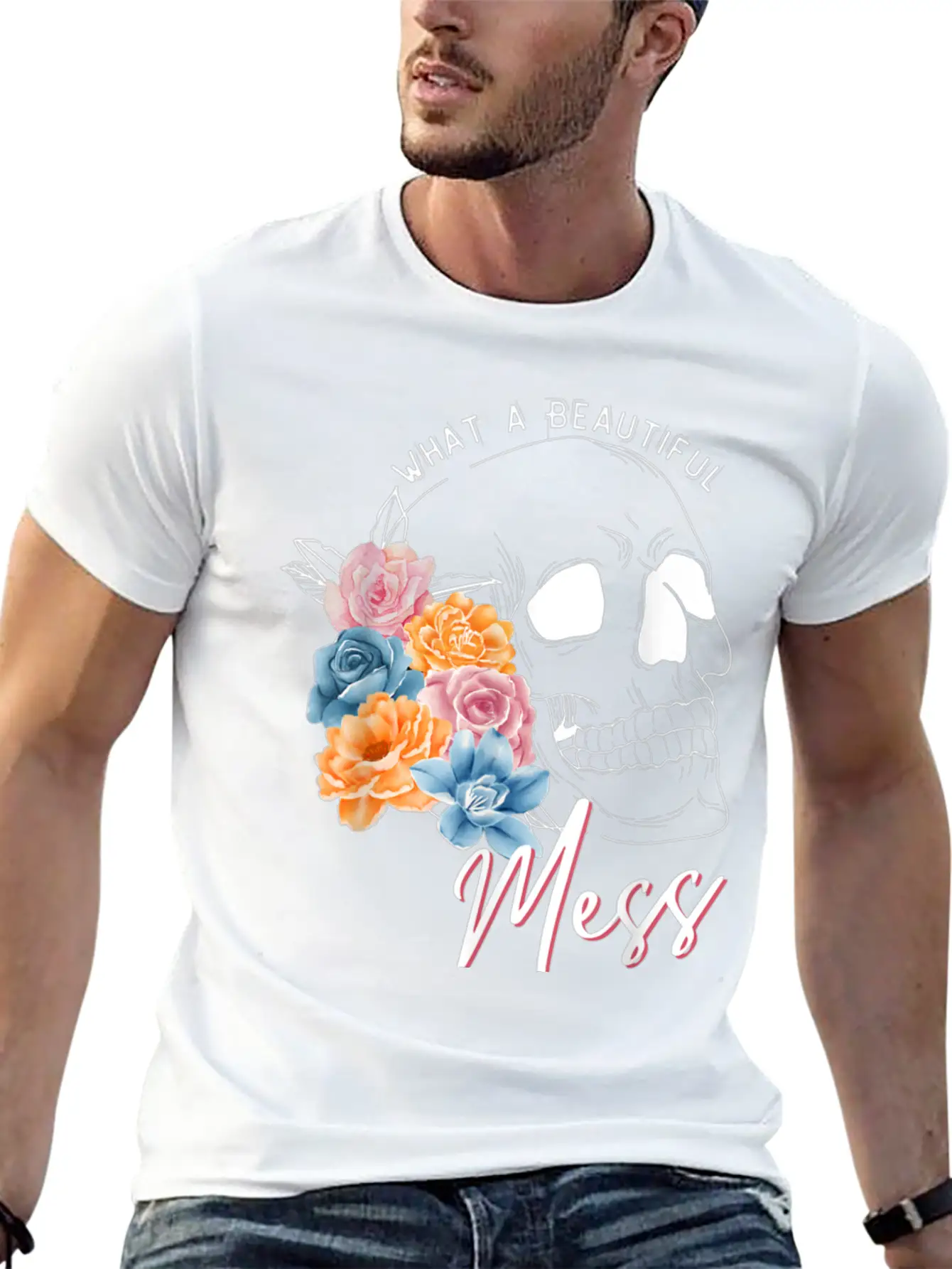Womens Clothing Colorful Flowers Stylish Everyday T-Shirt – Unisex Basic Cotton Tee