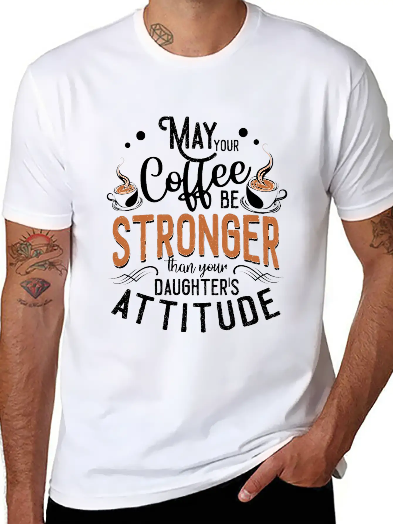 Womens May Your Coffee Be Stronger Than Your Relaxed Everyday Tee – Lightweight And Durable Cotton
