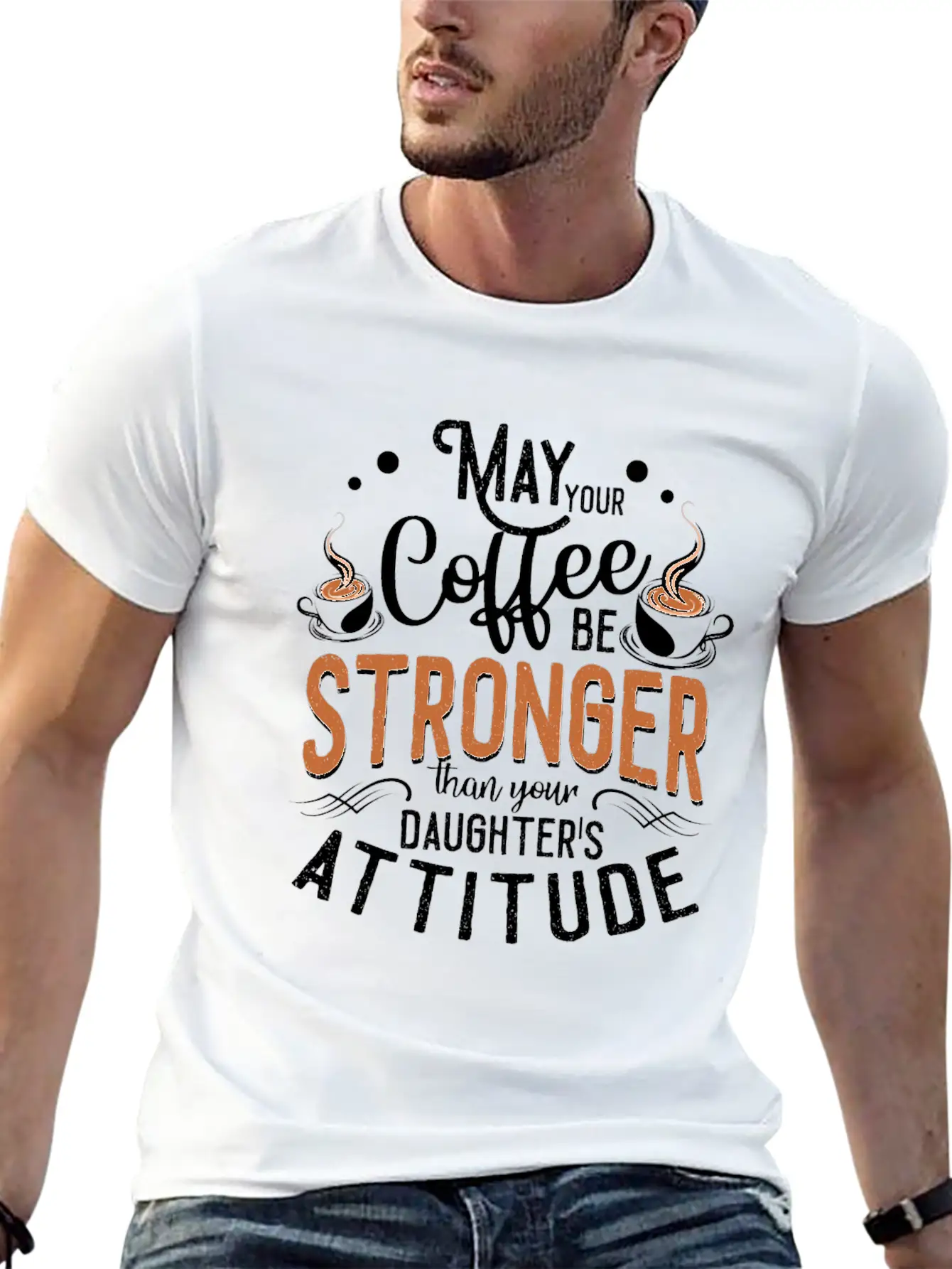 Womens May Your Coffee Be Stronger Than Your Relaxed Everyday Tee – Lightweight And Durable Cotton