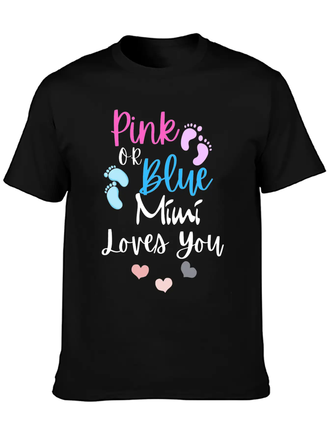 Womens Pink Or Blue Mimi Loves You Gender Reveal, Stylish Everyday T-Shirt – Unisex Basic Cotton Tee