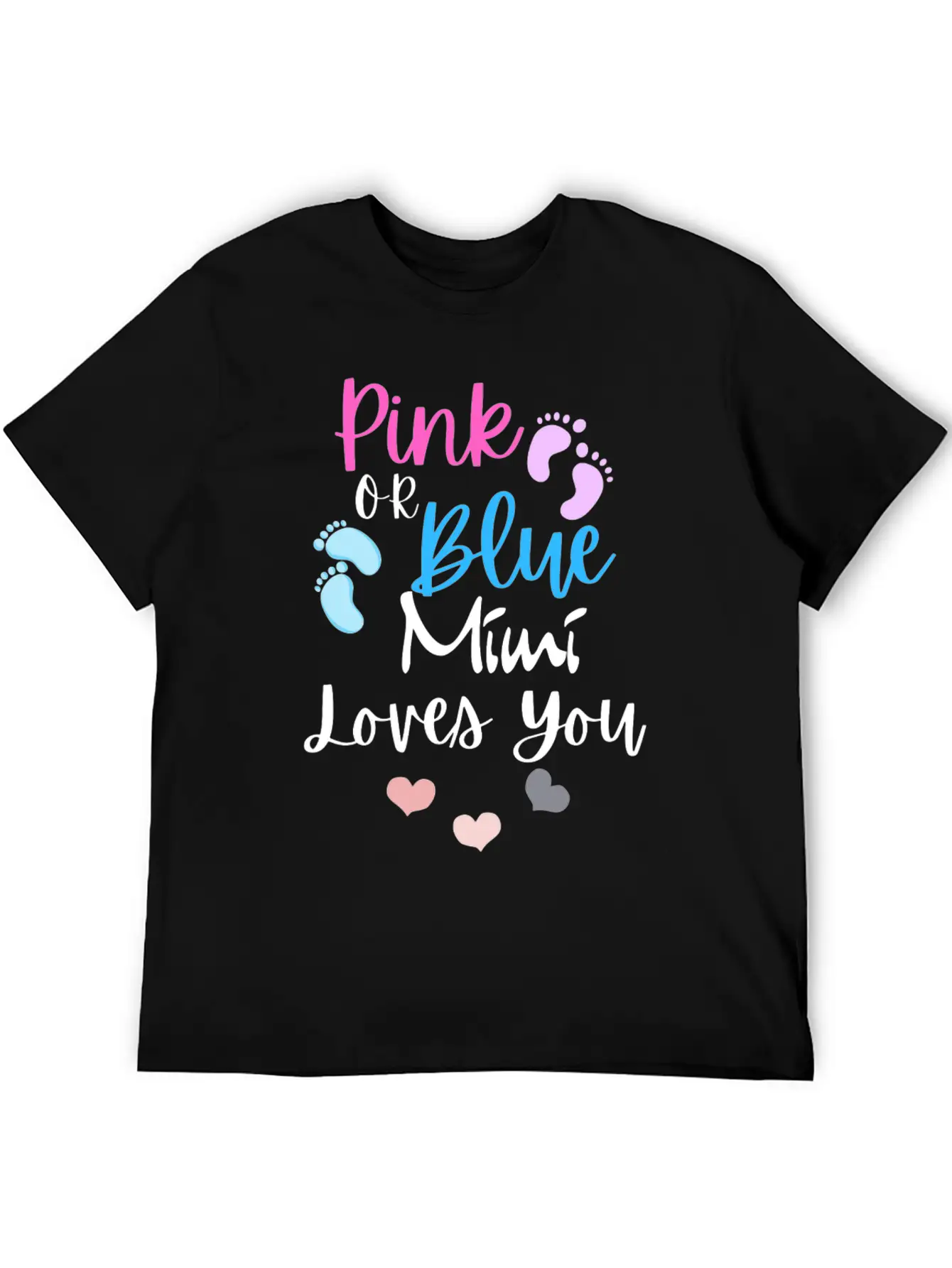 Womens Pink Or Blue Mimi Loves You Gender Reveal, Stylish Everyday T-Shirt – Unisex Basic Cotton Tee