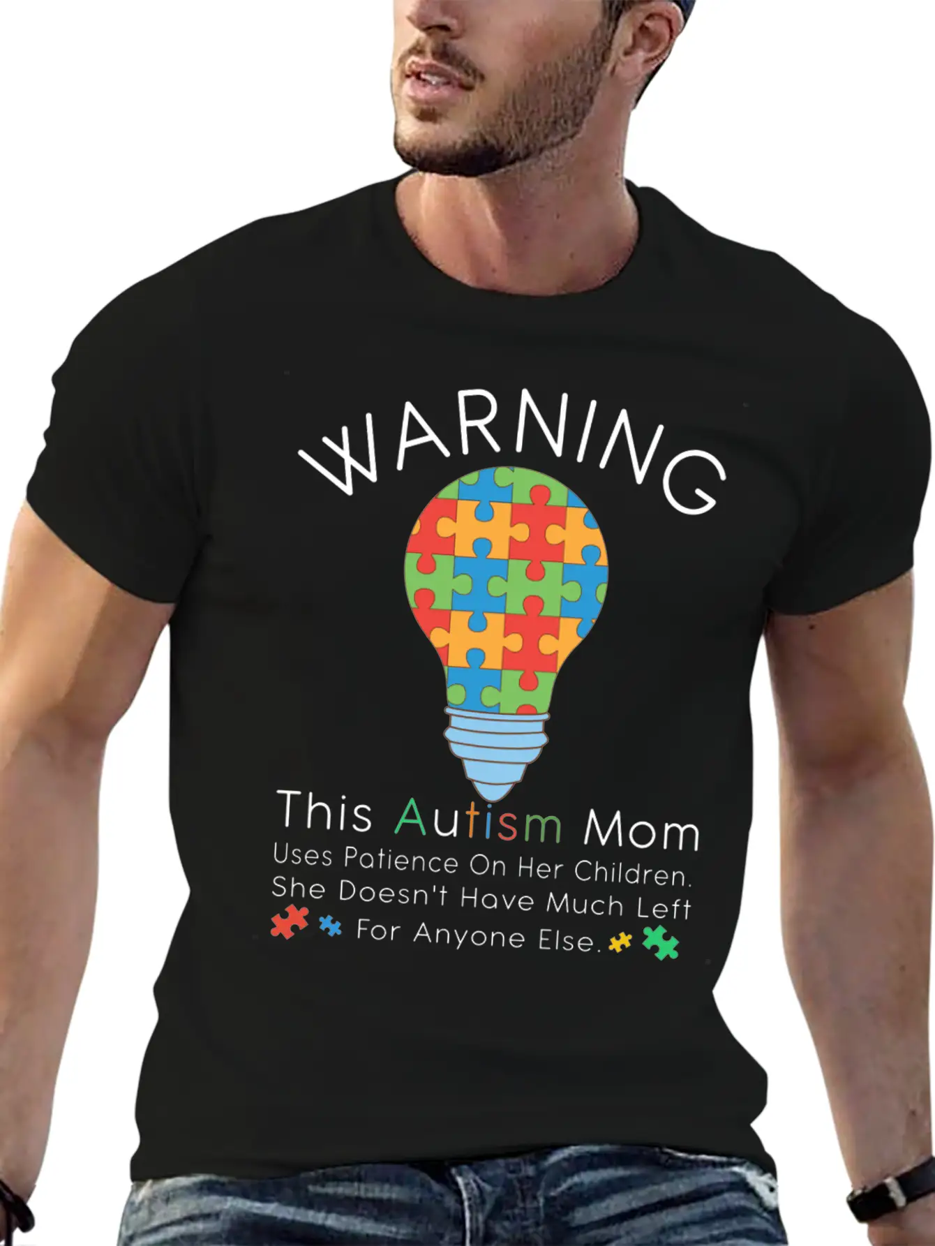 Womens Warning This Autism Mom Uses Patience In Lightweight Cotton T-Shirt – Daily Comfort Graphic Shirt