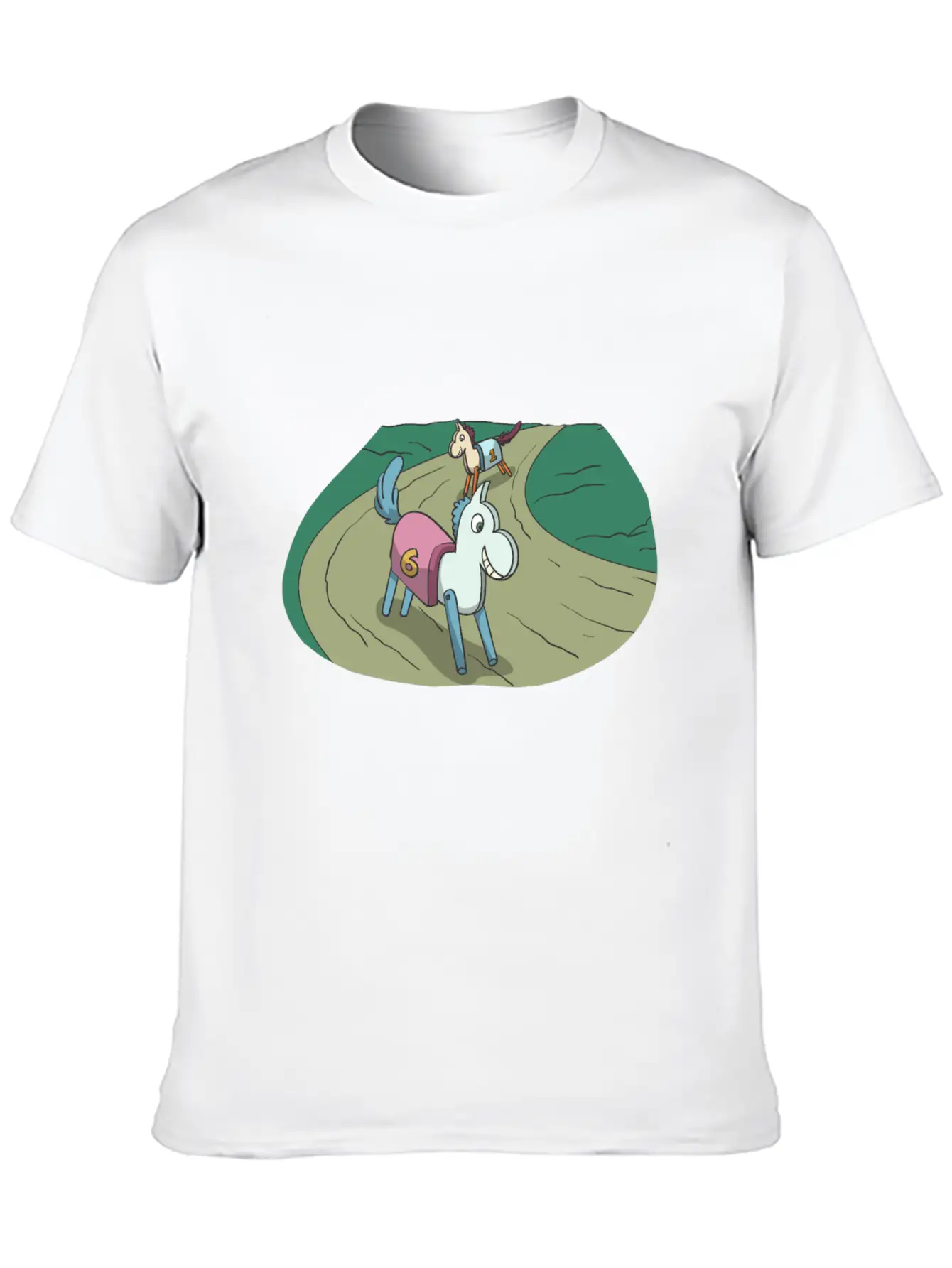Wooden Horse At The Race Lightweight Cotton T-Shirt – Daily Comfort Graphic Shirt