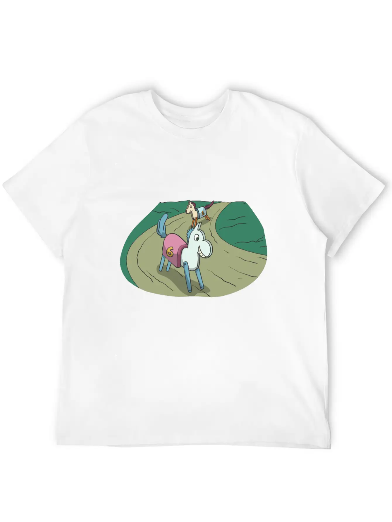Wooden Horse At The Race Lightweight Cotton T-Shirt – Daily Comfort Graphic Shirt