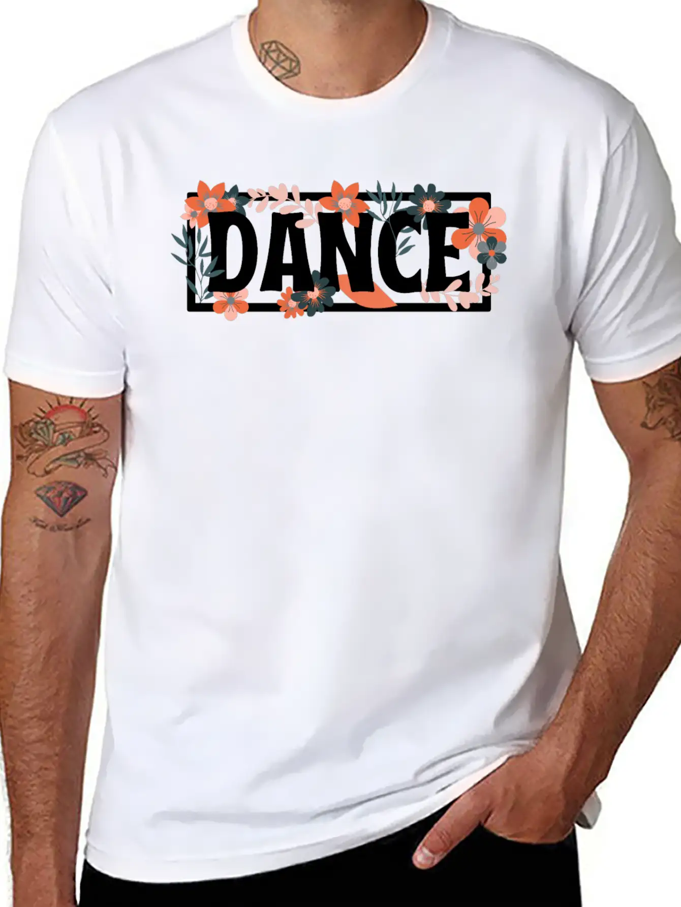 Word Of Dance With Floral Lightweight Cotton T-Shirt – Daily Comfort Graphic Shirt