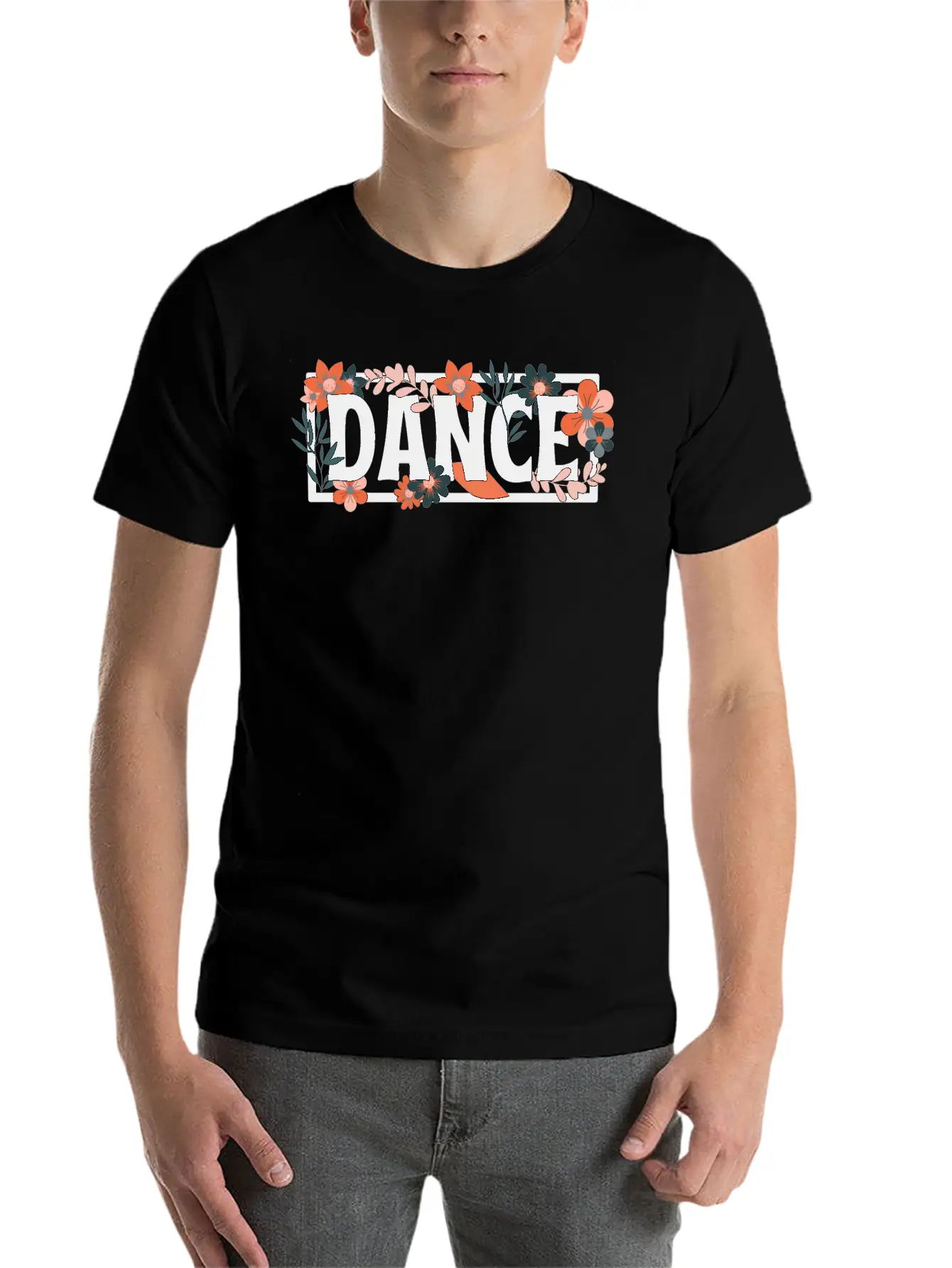 Word Of Dance With Floral Lightweight Cotton T-Shirt – Daily Comfort Graphic Shirt