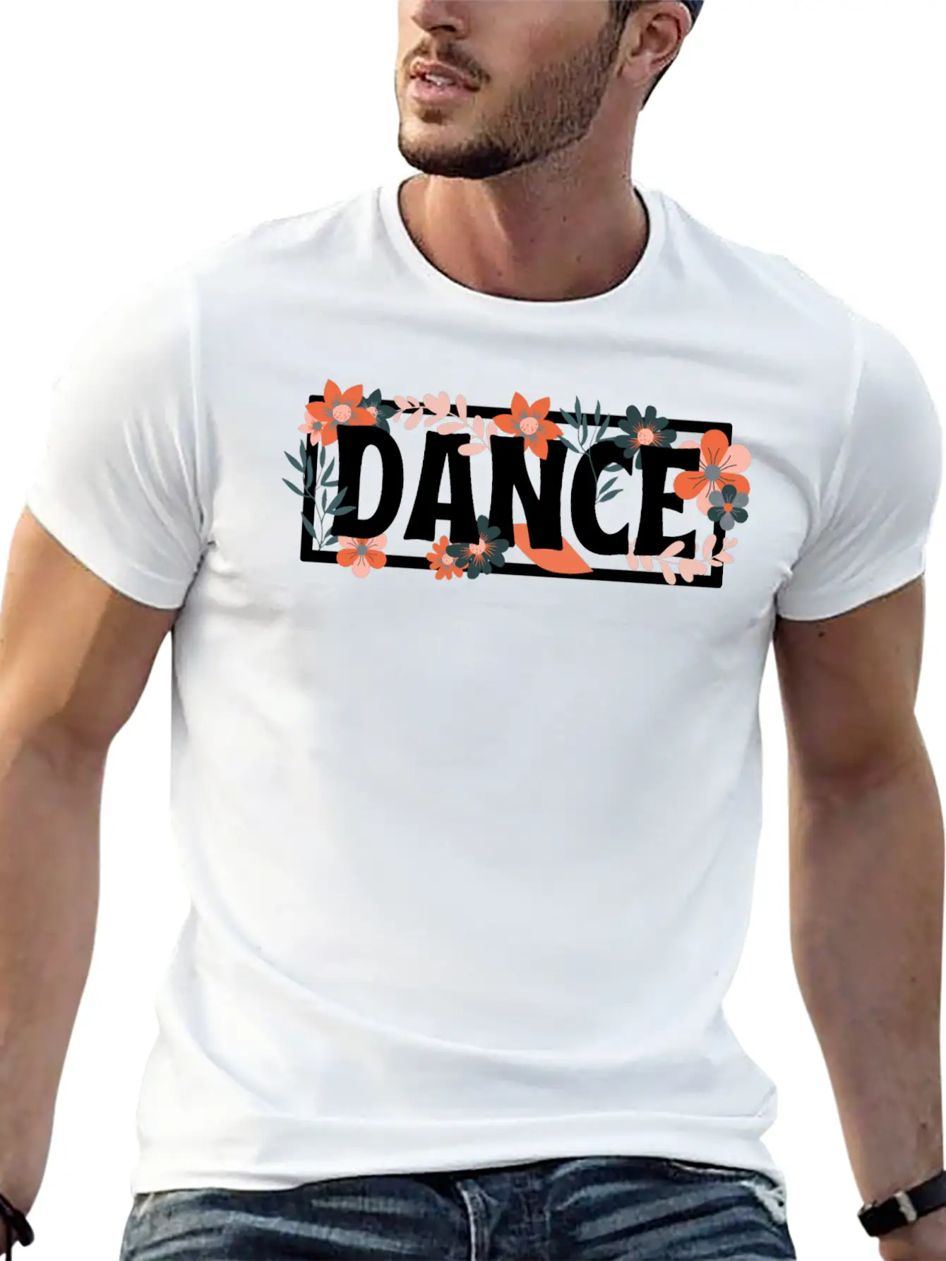 Word Of Dance With Floral Lightweight Cotton T-Shirt – Daily Comfort Graphic Shirt