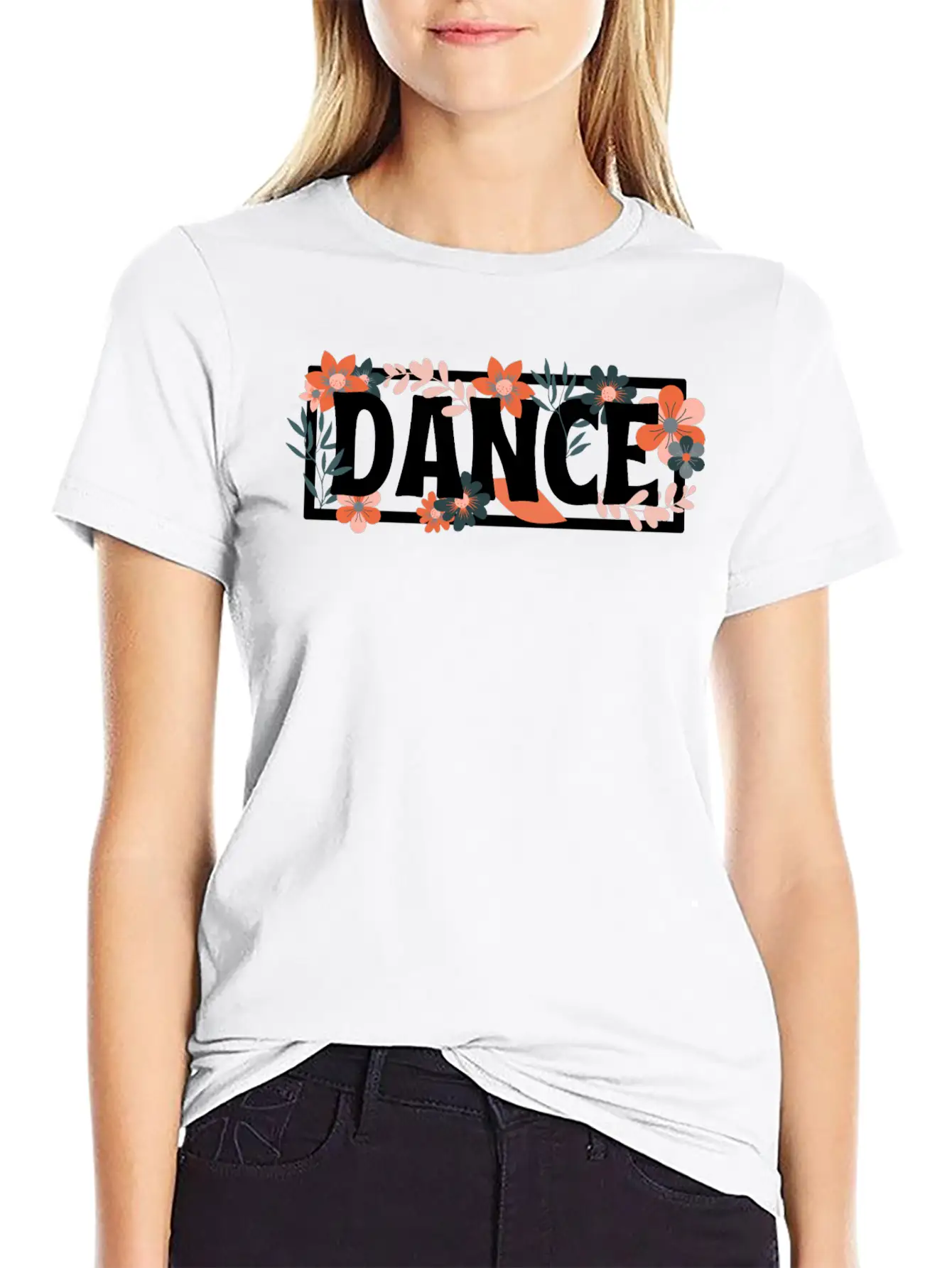 Word Of Dance With Floral Lightweight Cotton T-Shirt – Daily Comfort Graphic Shirt