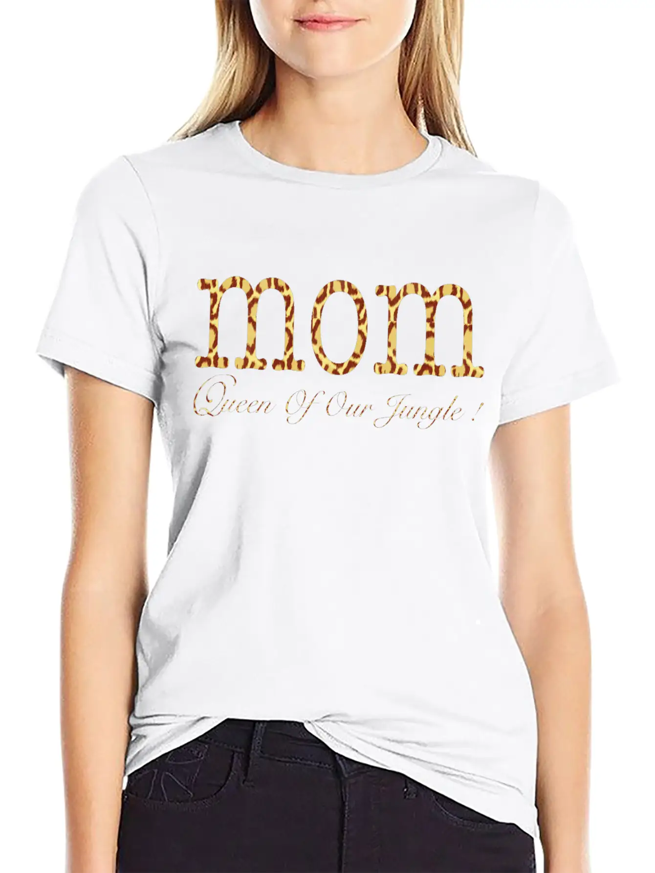 Wordtease MOM Queen Of Our Jungle ! Leopard Lightweight Cotton T-Shirt – Daily Comfort Graphic Shirt