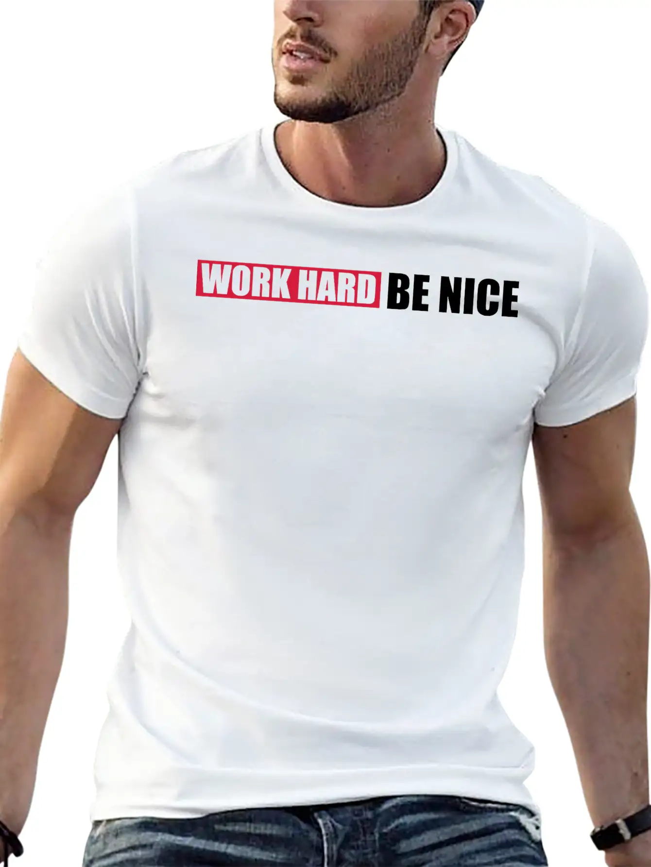Work Hard Nice Unisex Casual T-Shirt – Clean Design For Daily Comfort