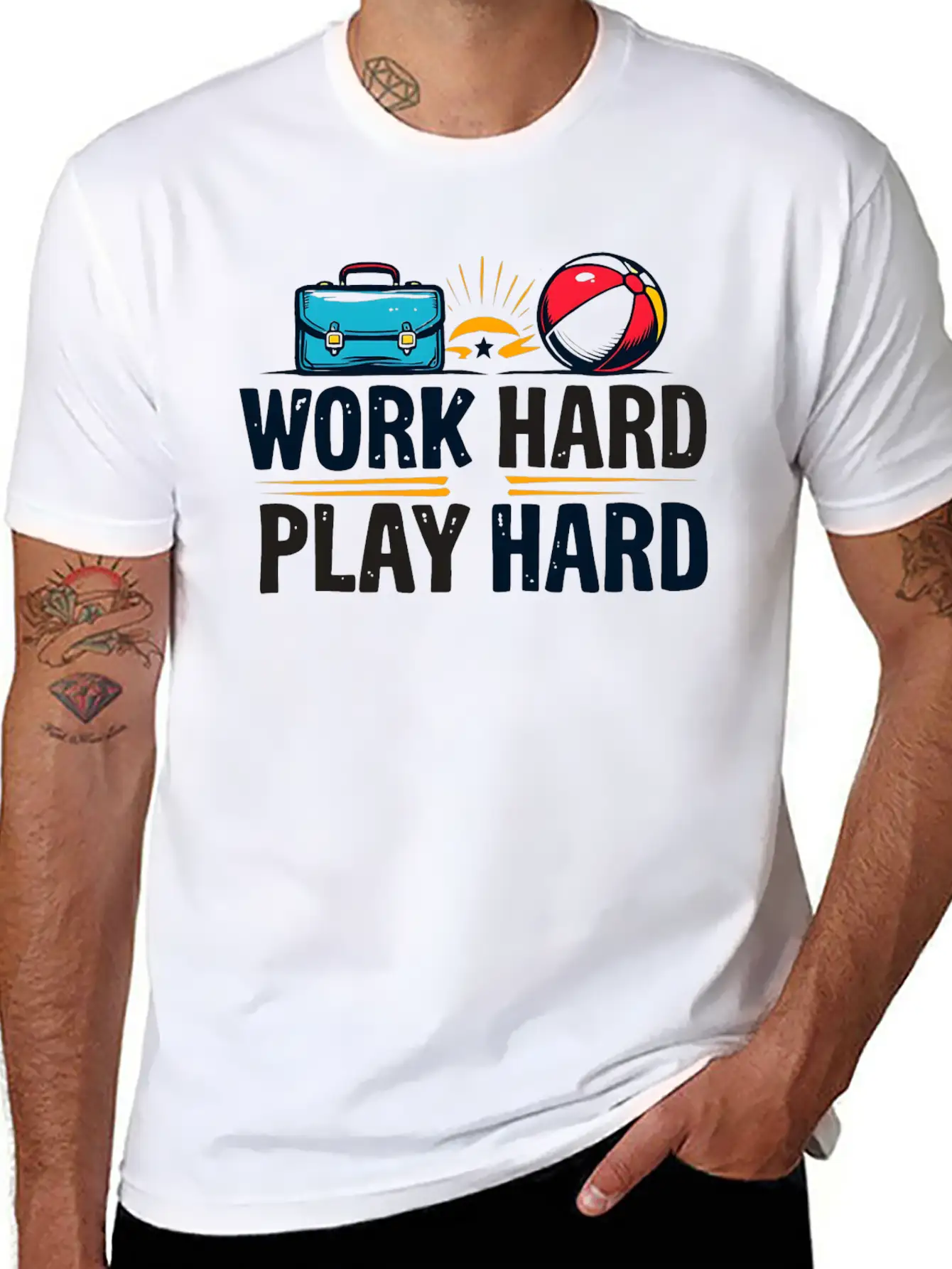 Work Hard Play Hard Essential Cotton Tee For Daily Outfits – Unisex Style