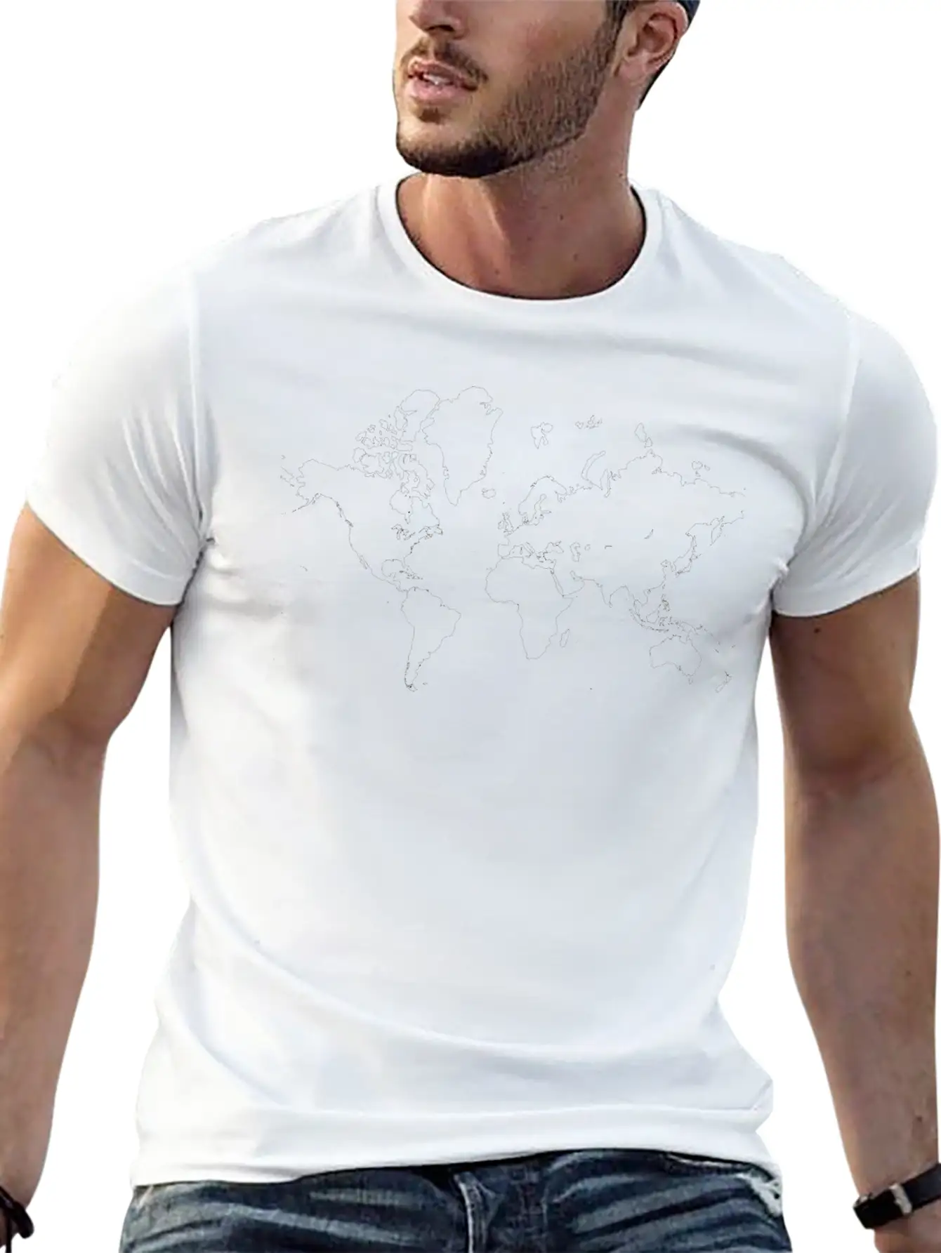 World Map Modern Fit Casual T-Shirt ��� Clean And Versatile Design