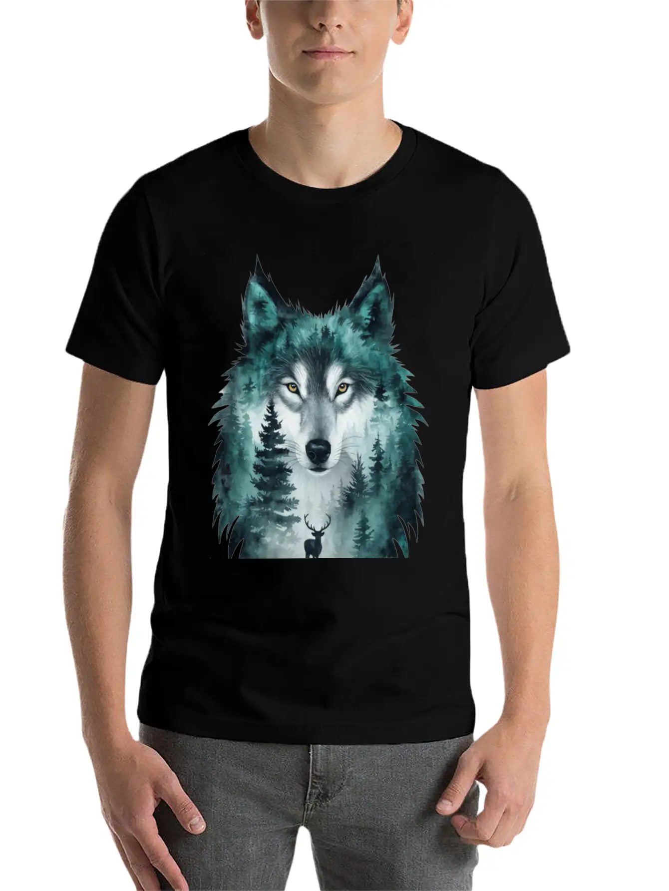 World Wildlife Day Wolf And Deer Modern Fit Casual T-Shirt – Clean And Versatile Design