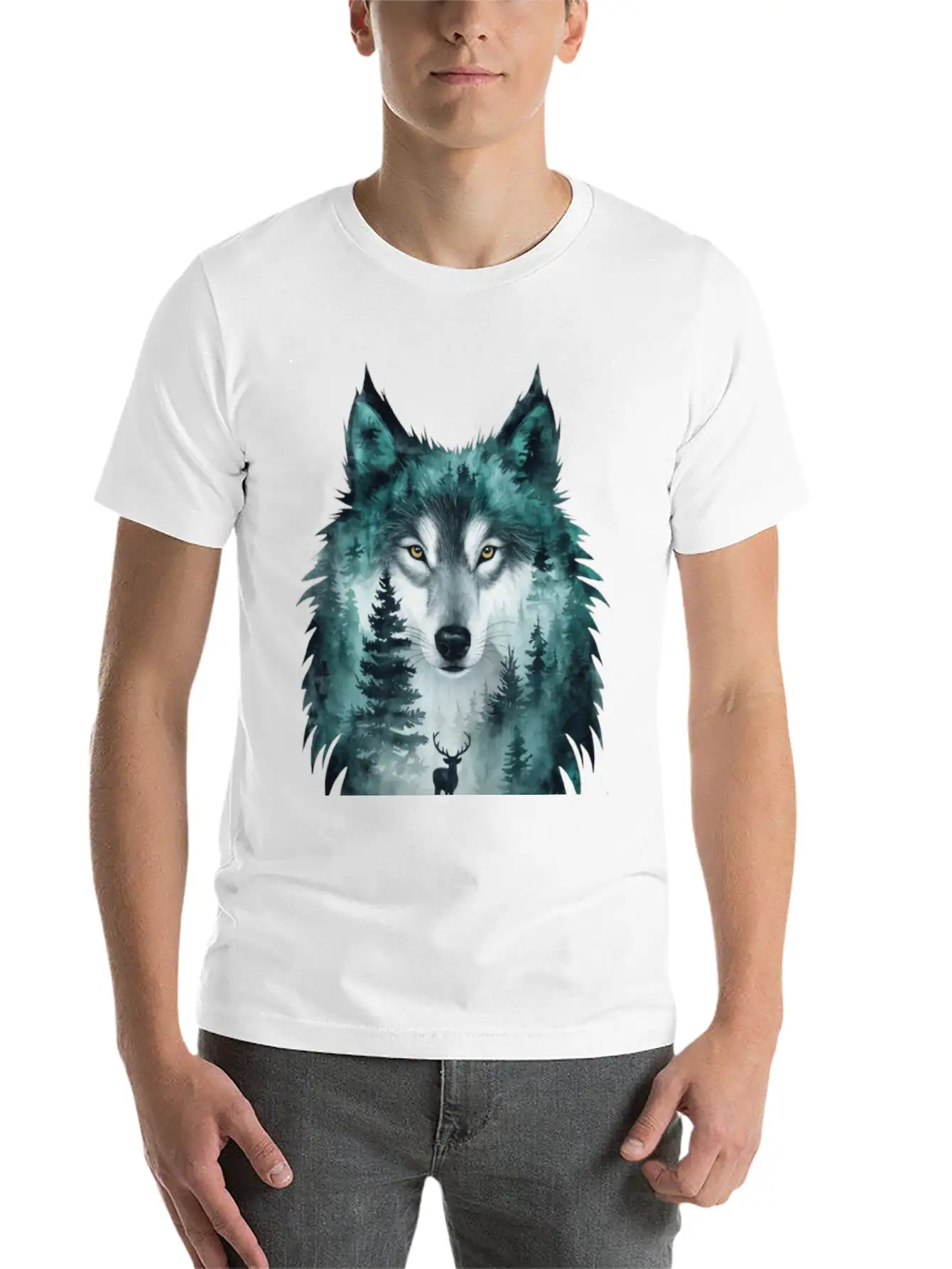 World Wildlife Day Wolf And Deer Modern Fit Casual T-Shirt – Clean And Versatile Design