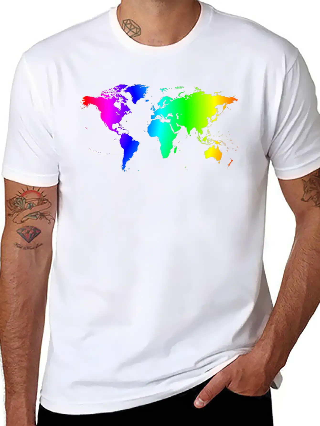Worldmap Color Gradient Lightweight Cotton T-Shirt – Daily Comfort Graphic Shirt