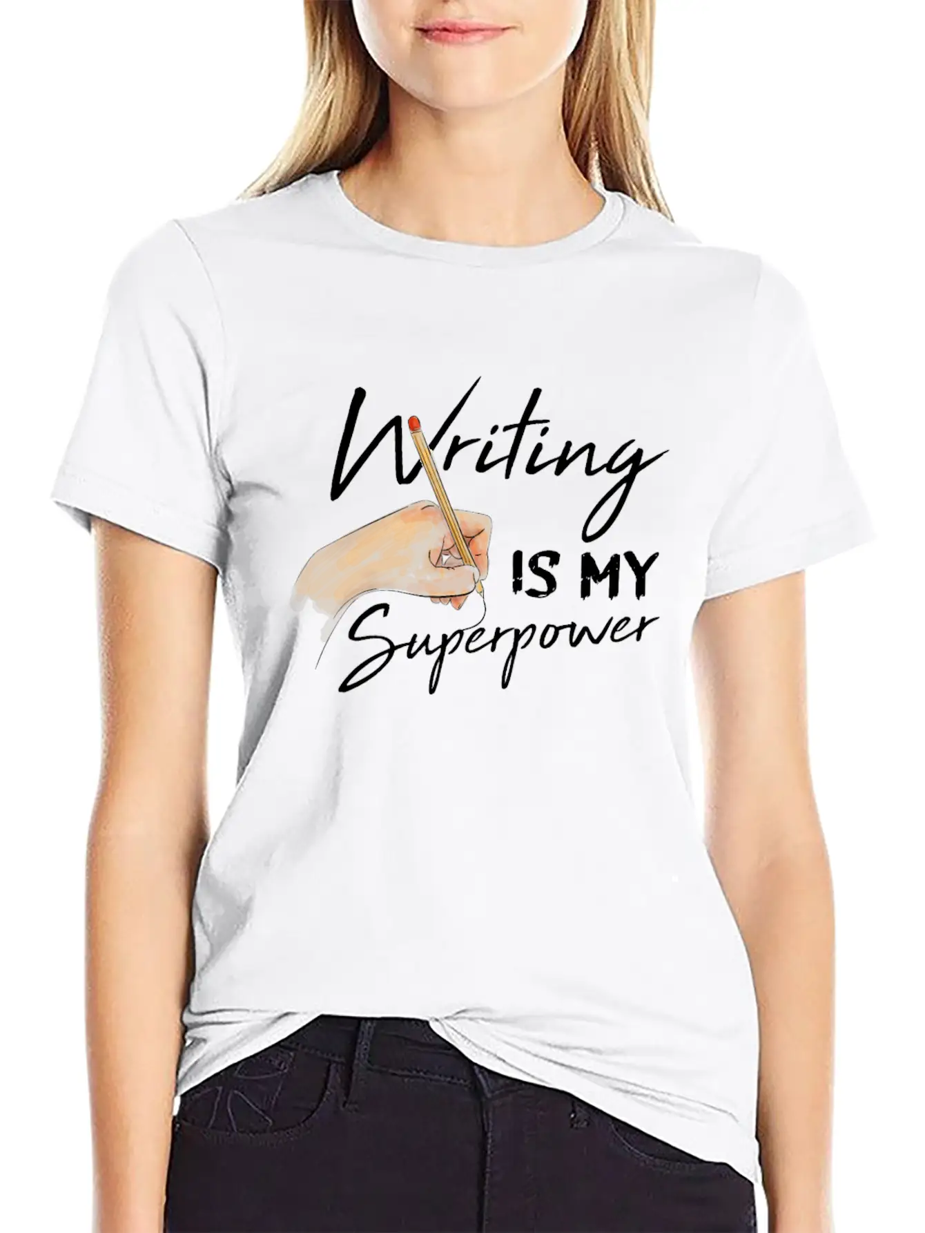 Writing Is My Superpower Motive For A Writer Relaxed Everyday Tee – Lightweight And Durable Cotton