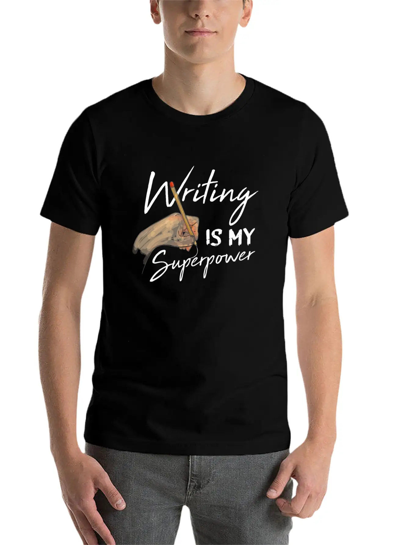 Writing Is My Superpower Motive For A Writer Relaxed Everyday Tee – Lightweight And Durable Cotton