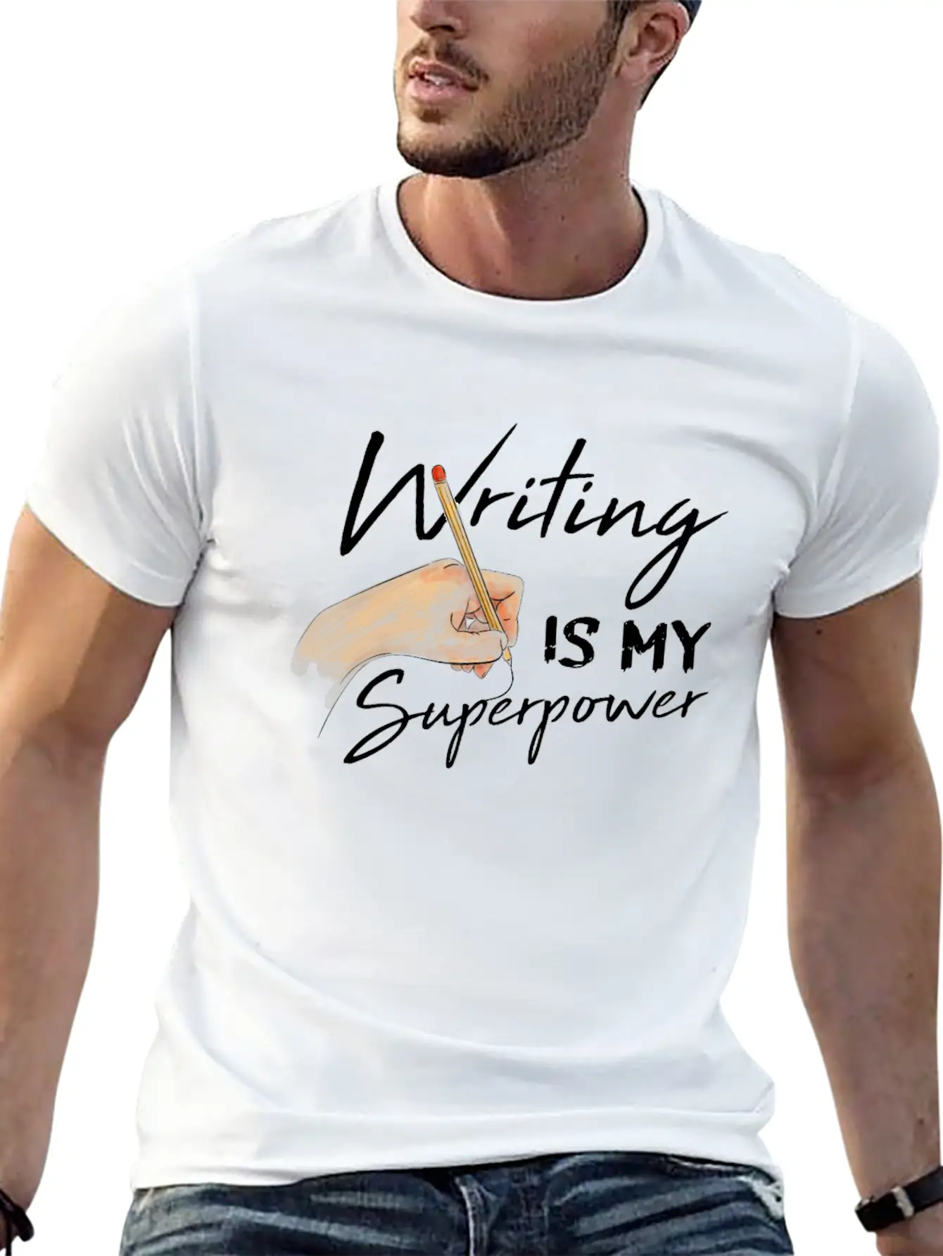 Writing Is My Superpower Motive For A Writer Relaxed Everyday Tee – Lightweight And Durable Cotton