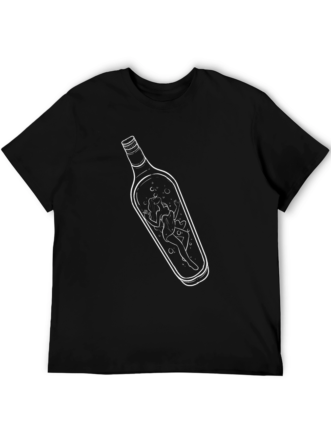 Unique Bottle Graphic Tee - Black Cotton T-Shirt