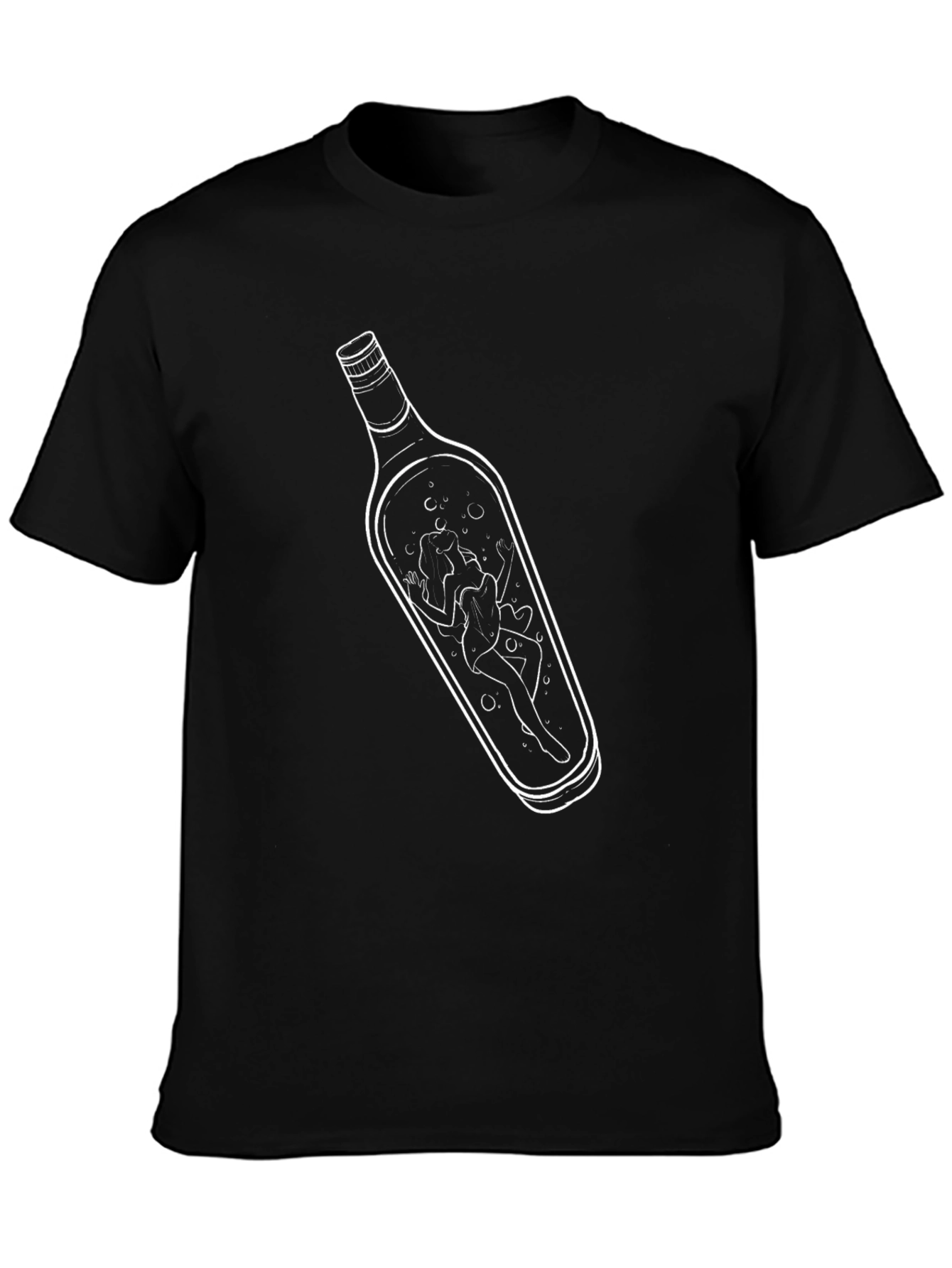 Unique Bottle Graphic Tee - Black Cotton T-Shirt
