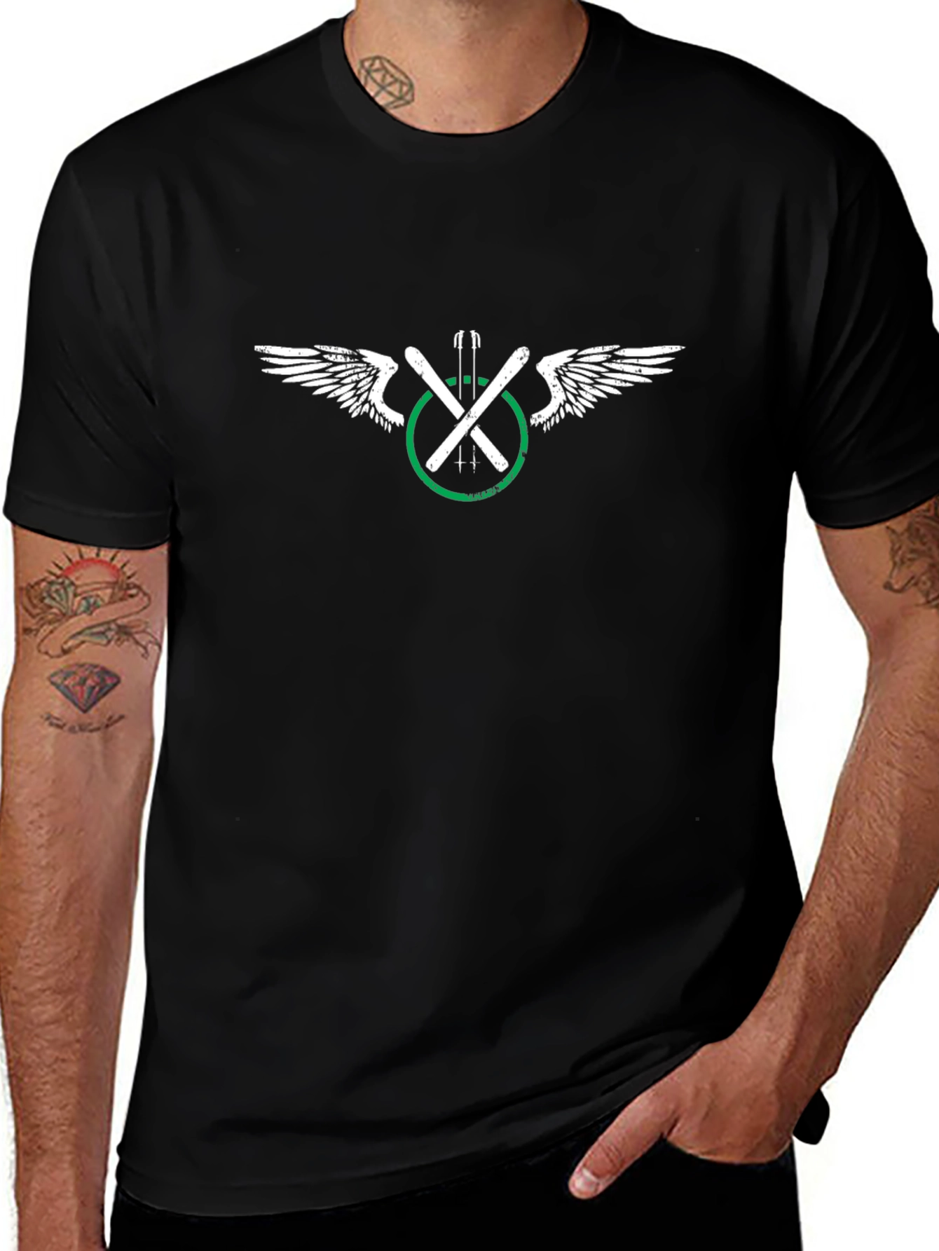 Winged Ski T-Shirt - Black