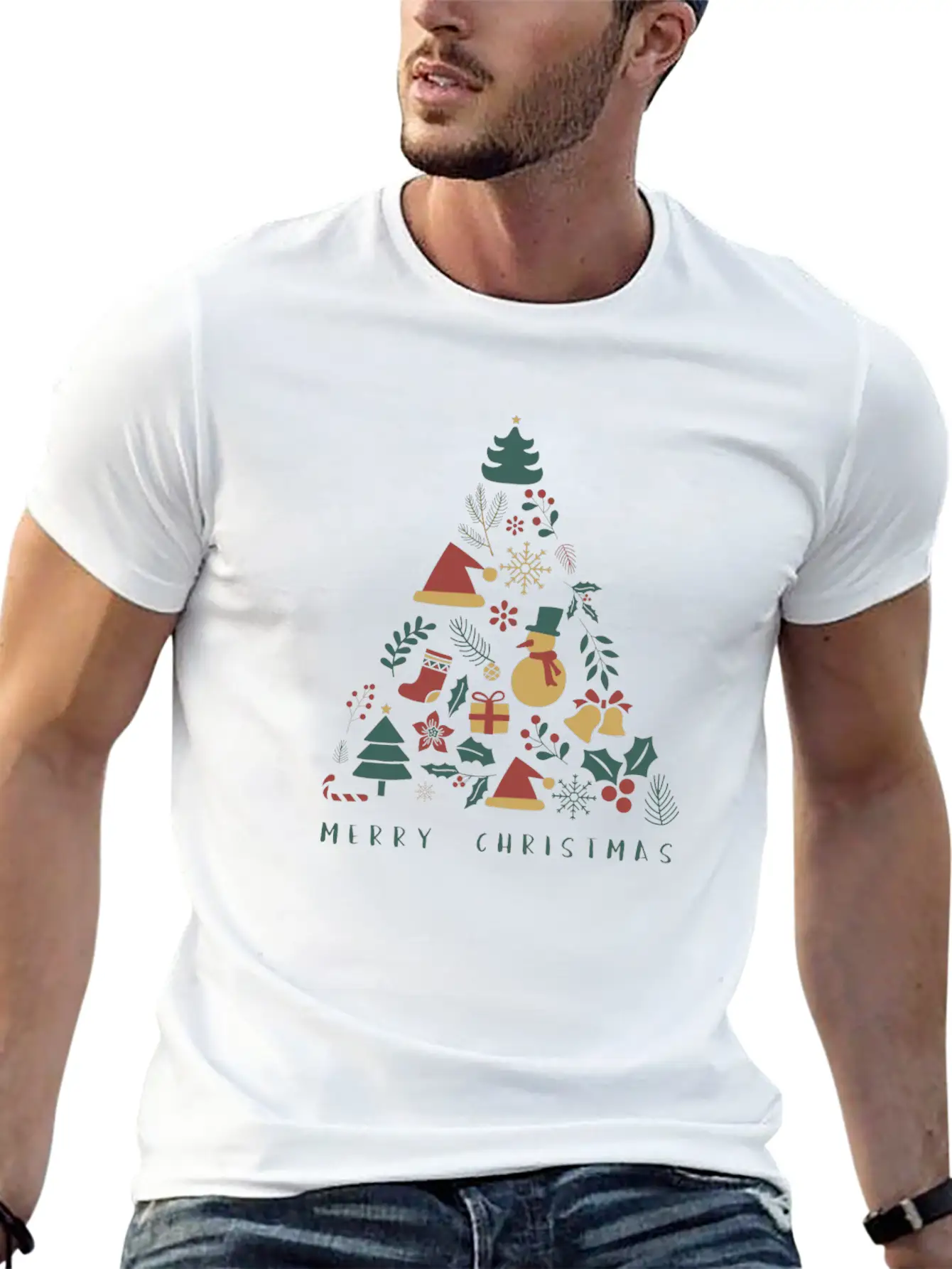 Xmas Tree Lightweight Cotton T-Shirt – Daily Comfort Graphic Shirt
