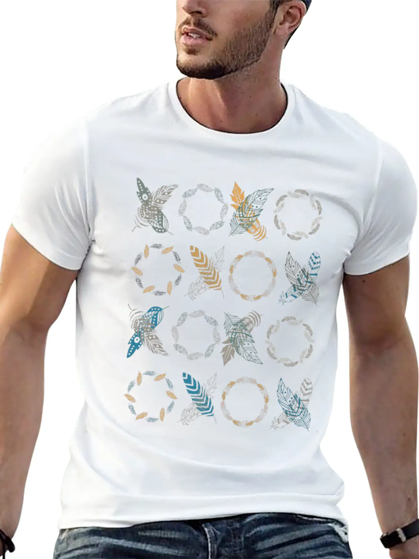 Xoxo Feathers Boho Decoration Lightweight Cotton T-Shirt – Daily Comfort Graphic Shirt