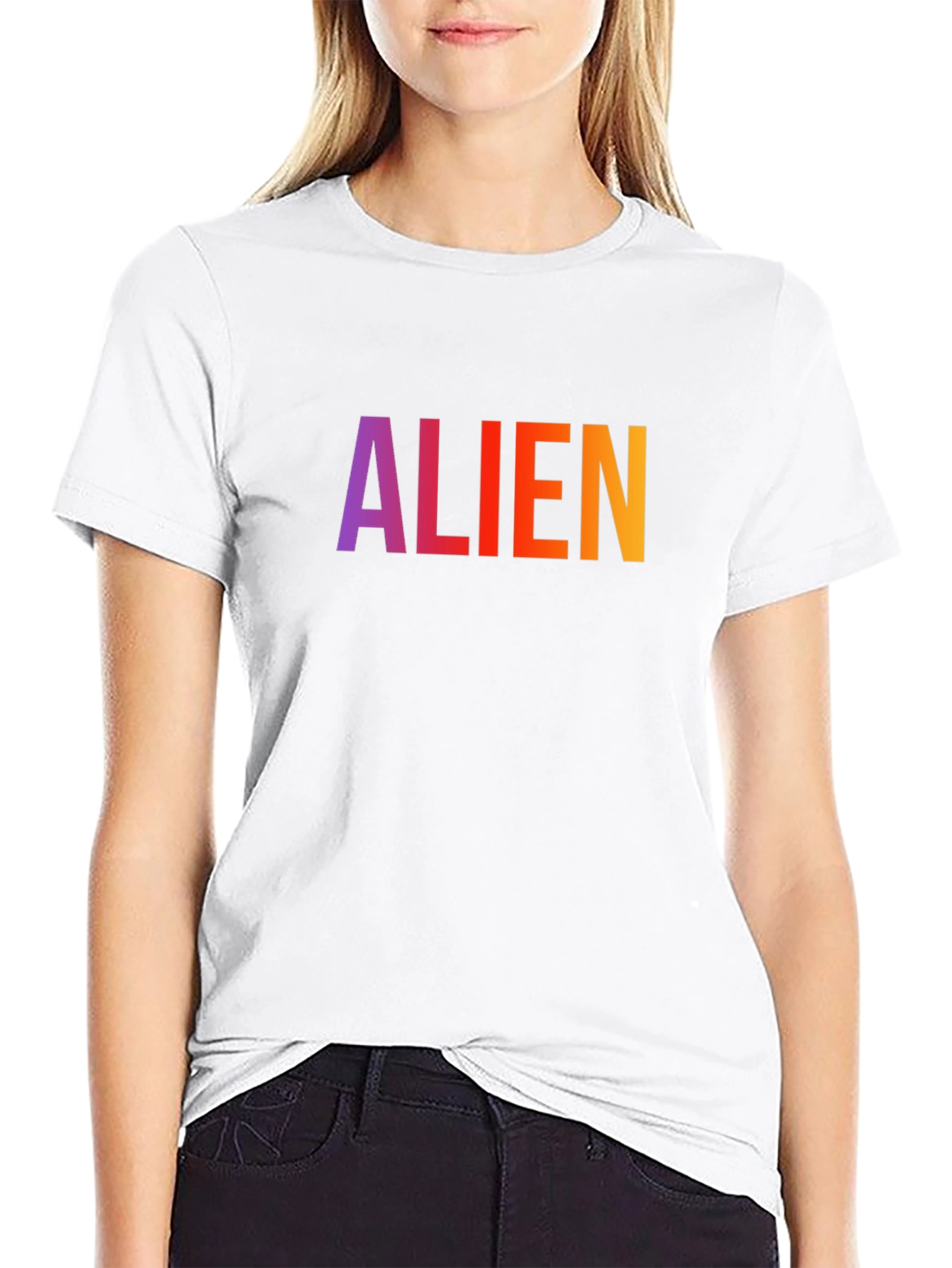 Alien Graphic Print T-Shirt - Casual Crew Neck Tee