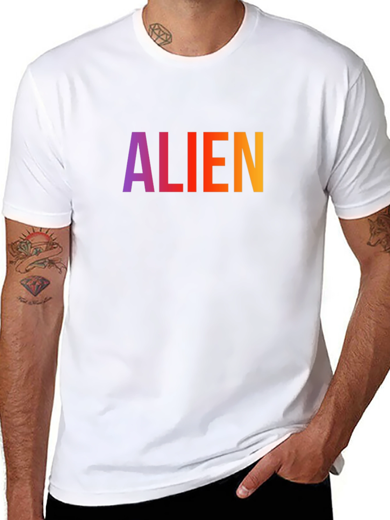 Alien Graphic Print T-Shirt - Casual Crew Neck Tee