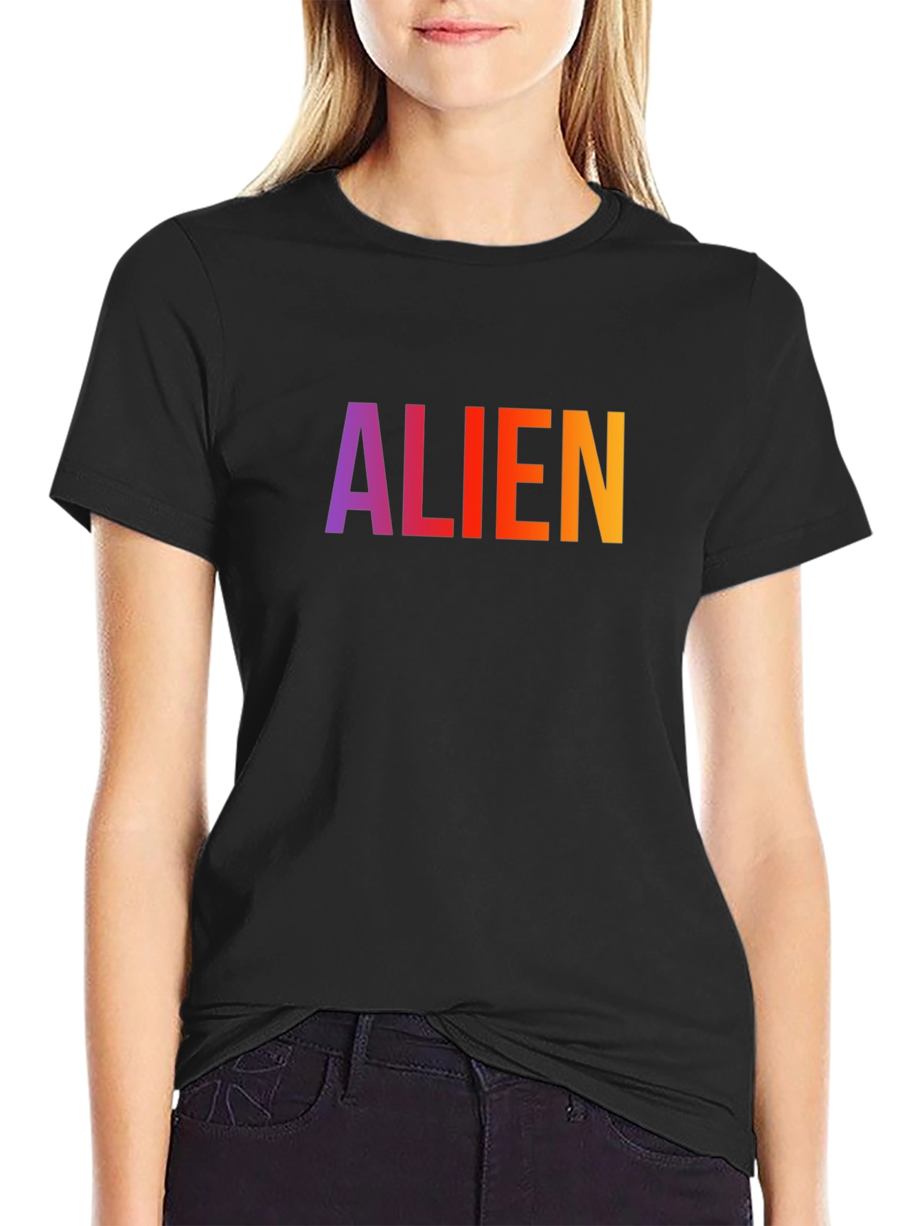 Alien Graphic Print T-Shirt - Casual Crew Neck Tee