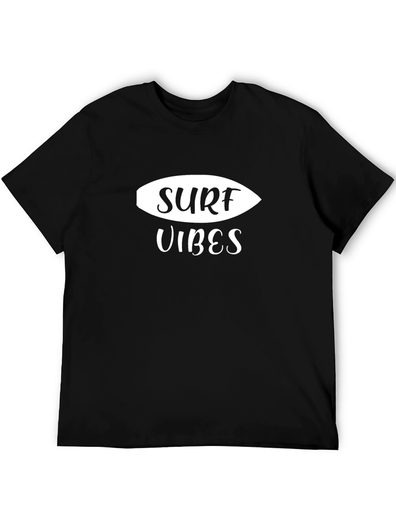 Surf Vibes Graphic Tee - Black Cotton Casual Shirt