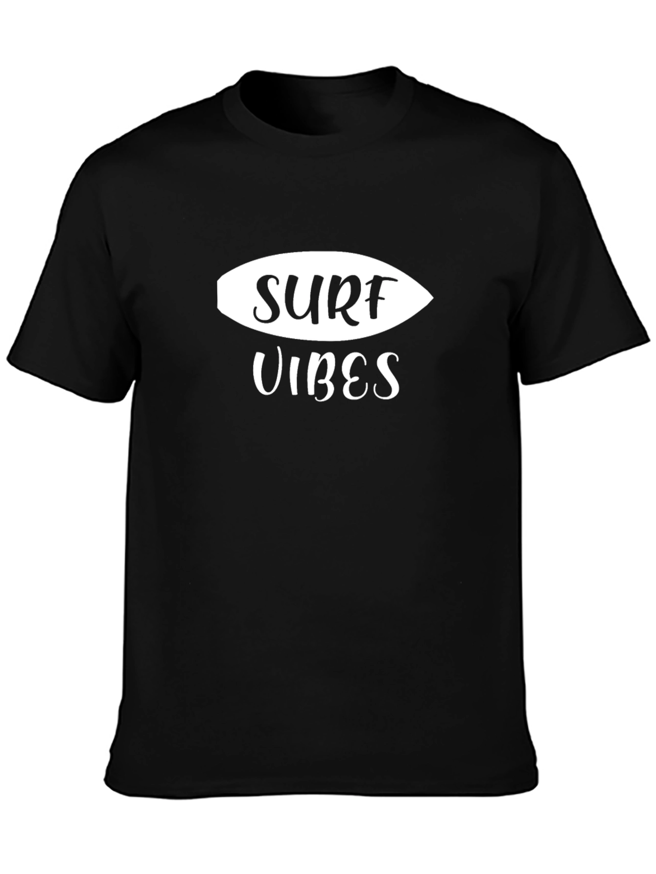 Surf Vibes Graphic Tee - Black Cotton Casual Shirt