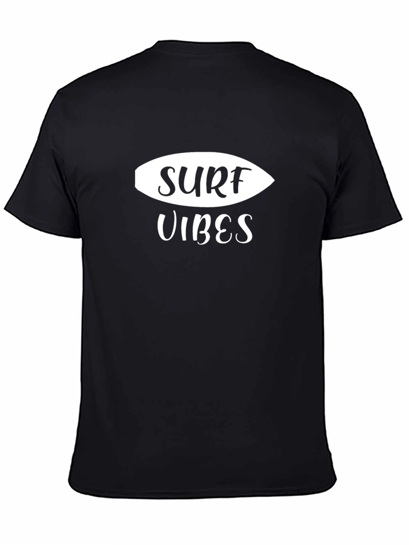 Surf Vibes Graphic Tee - Black Cotton Casual Shirt