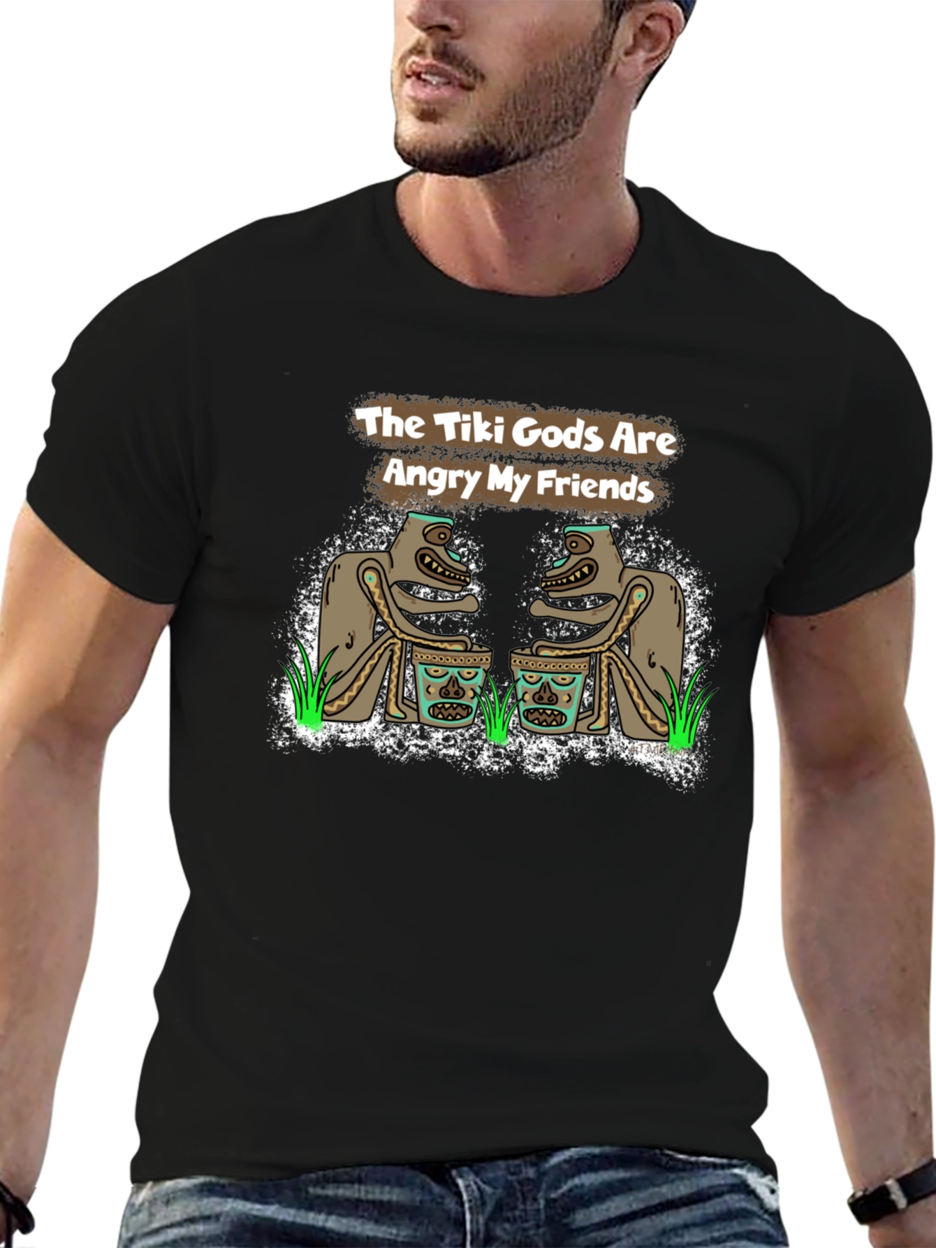 The Tiki Gods Are Angry My Friends Black T-Shirt