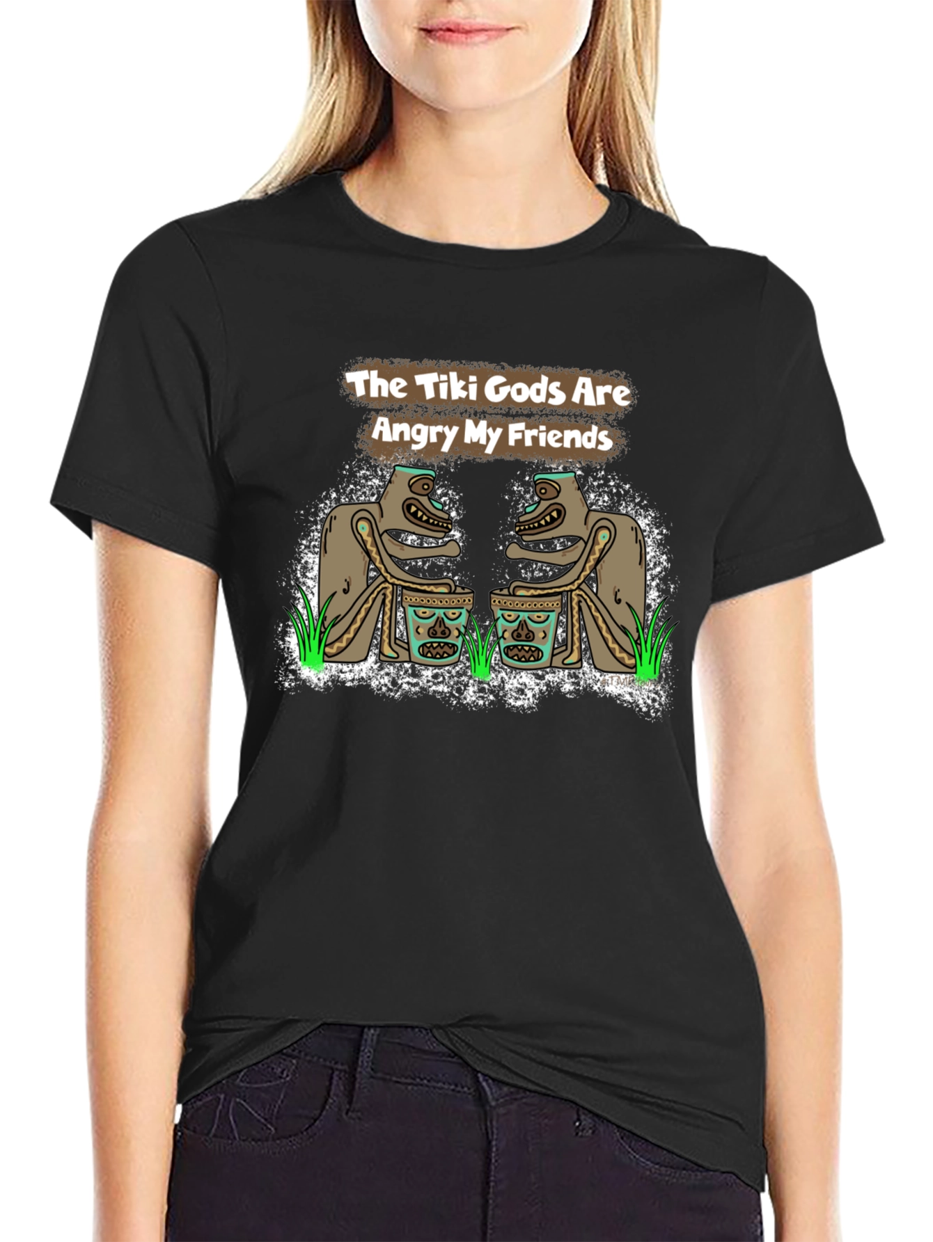 The Tiki Gods Are Angry My Friends Black T-Shirt