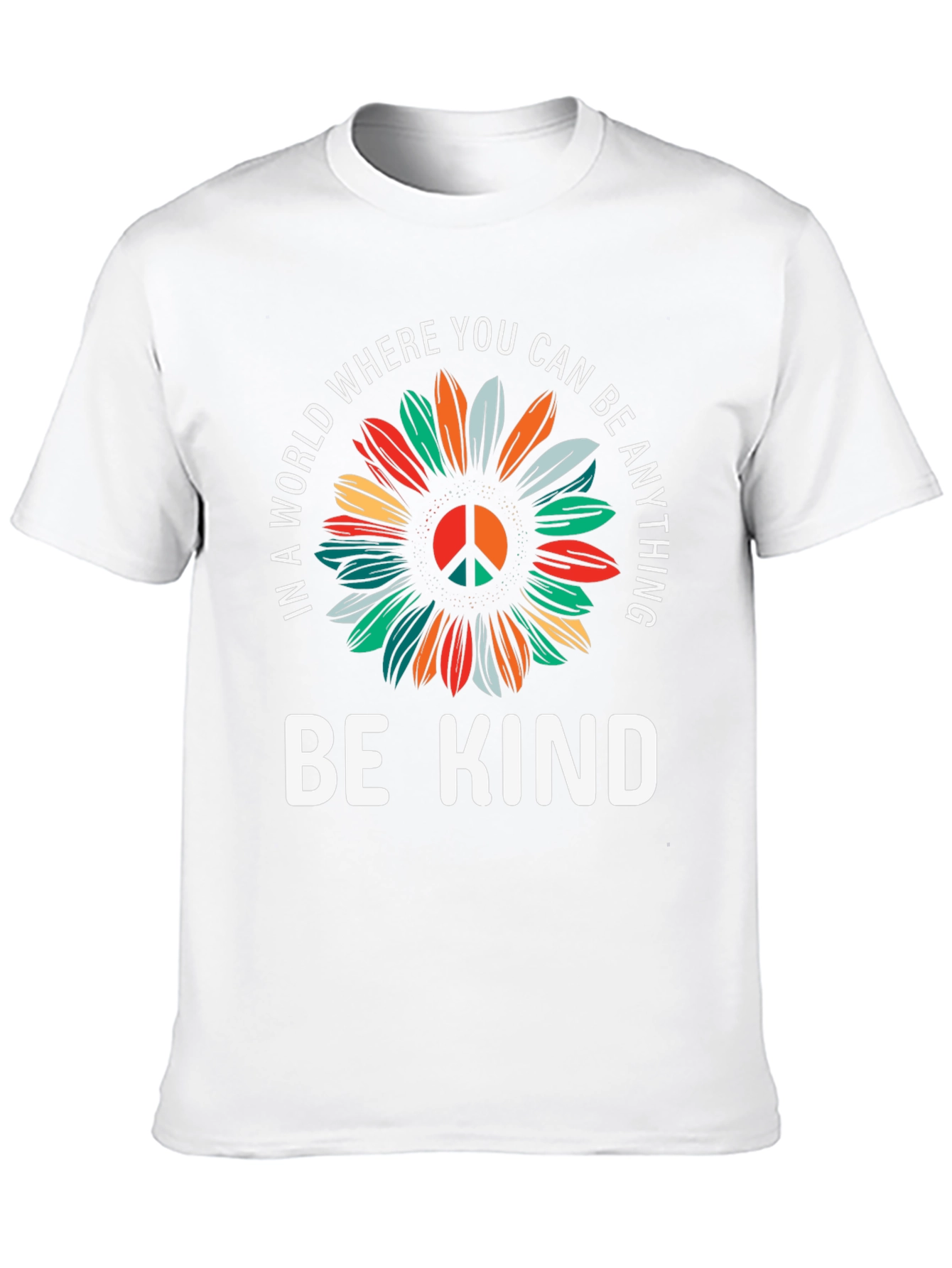 Be Kind Sunflower Graphic Tee - Black Cotton T-Shirt