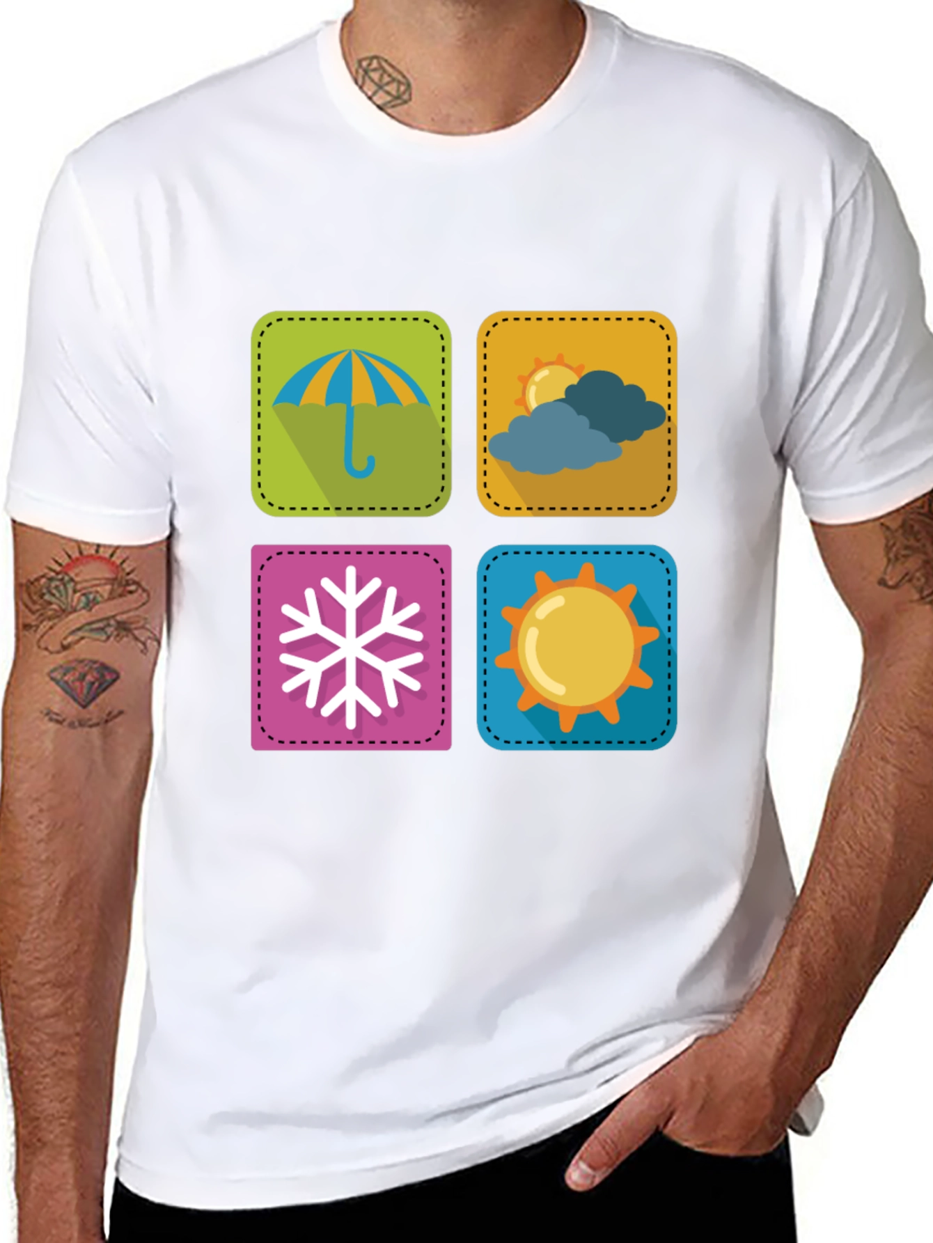 Weather Icon Graphic Print Black T-Shirt