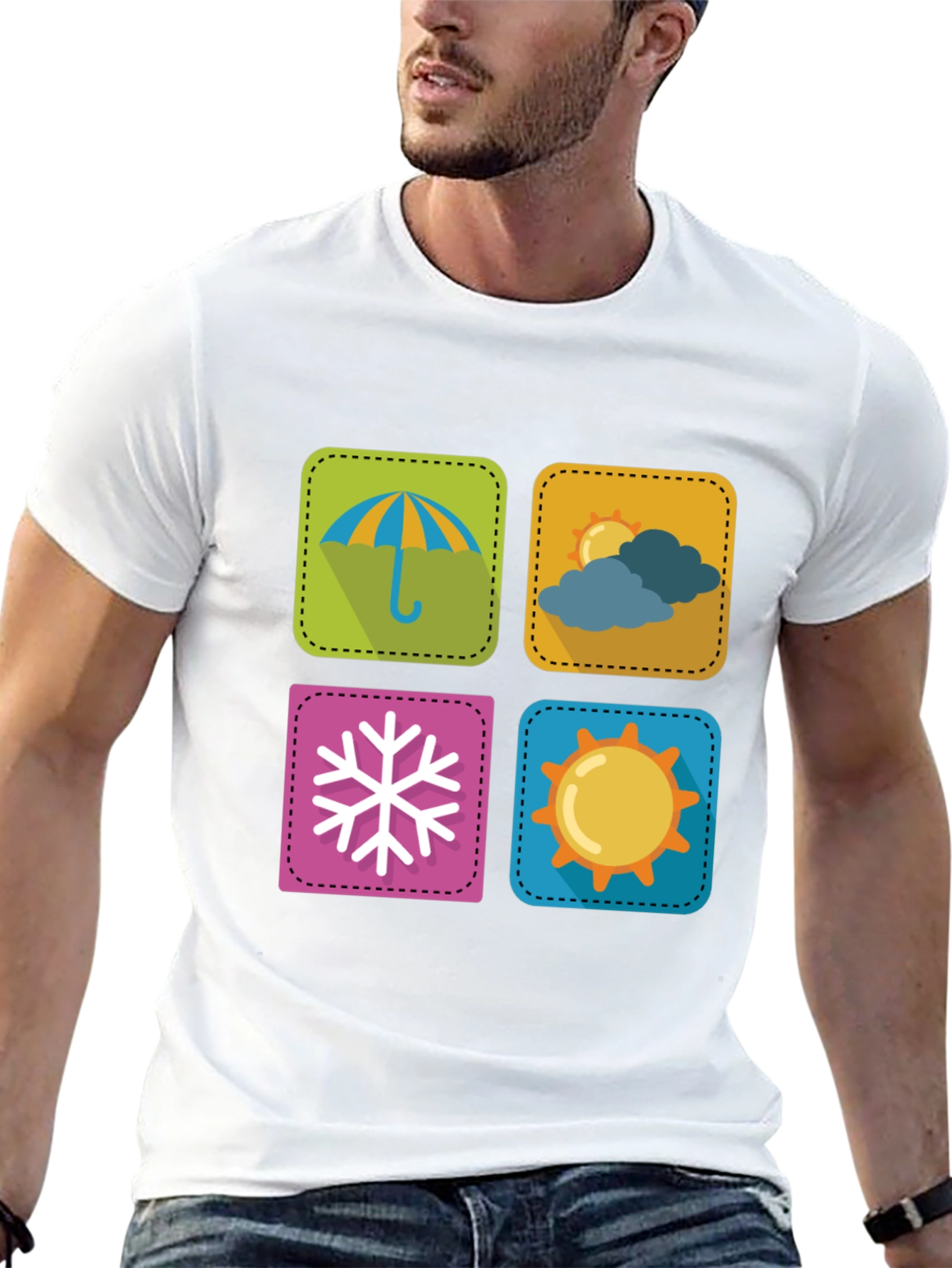 Weather Icon Graphic Print Black T-Shirt