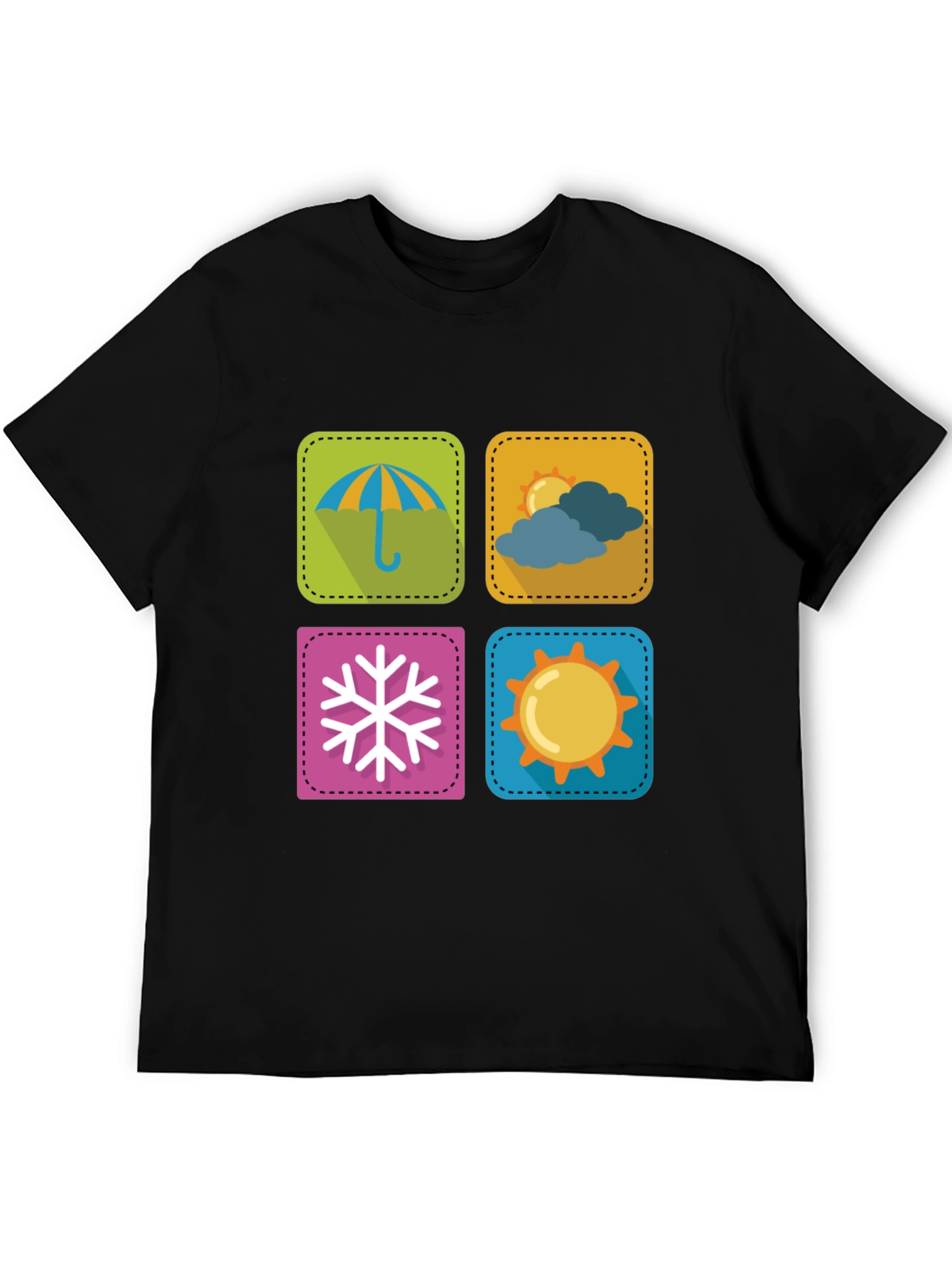 Weather Icon Graphic Print Black T-Shirt