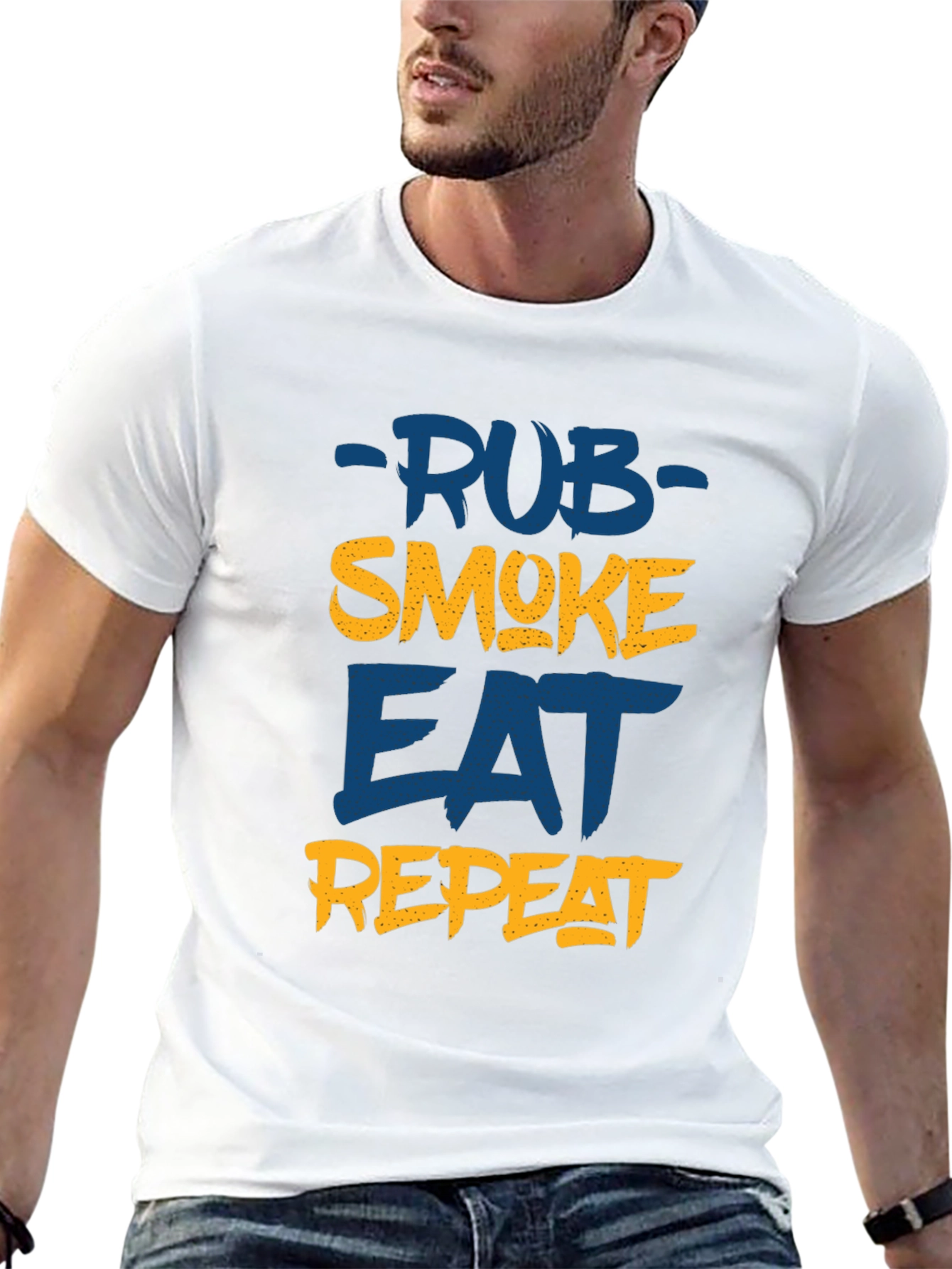 Rub Smoke Eat Repeat Mens Black T-Shirt
