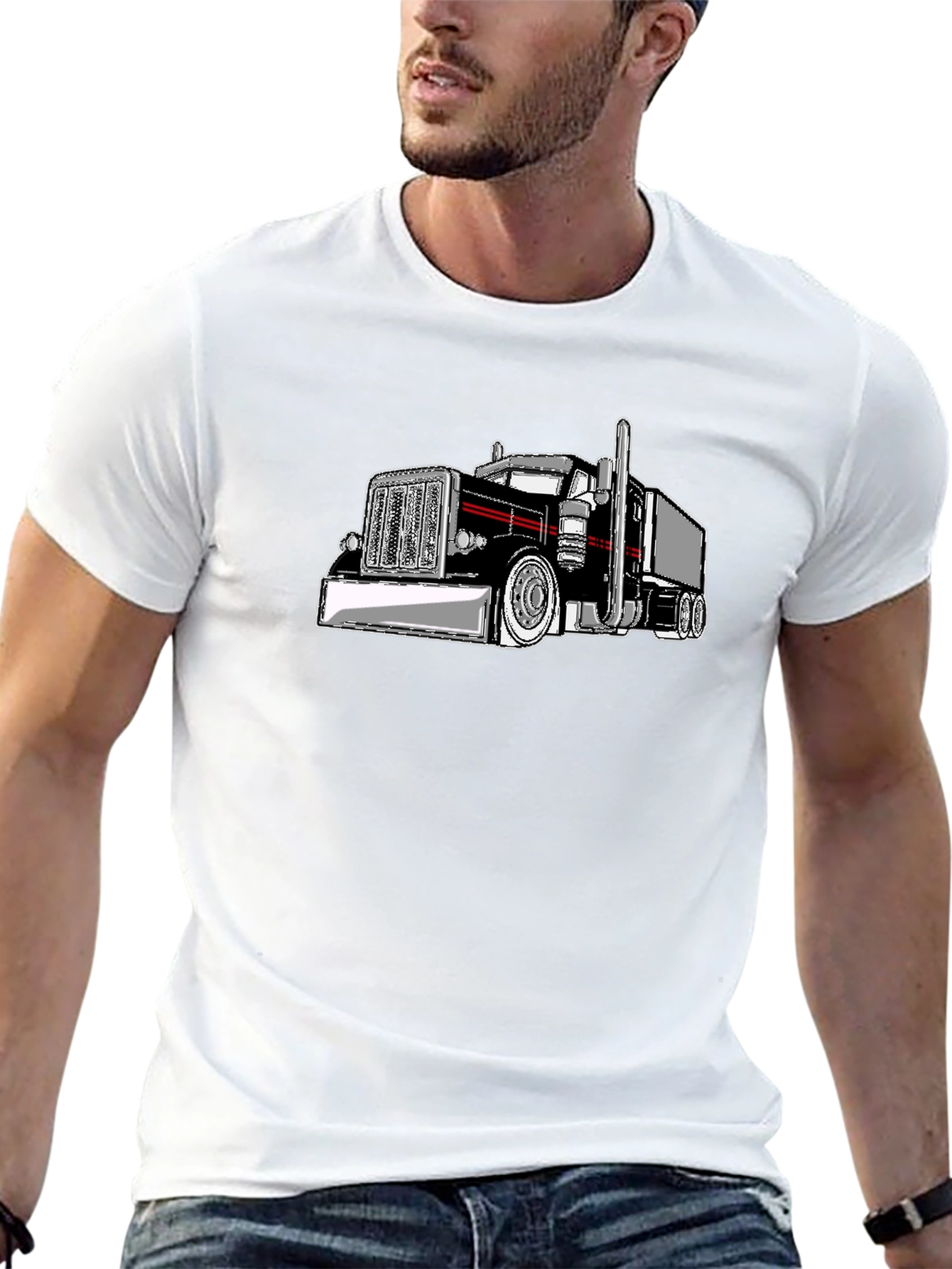 Truck Graphic Black T-Shirt for Men