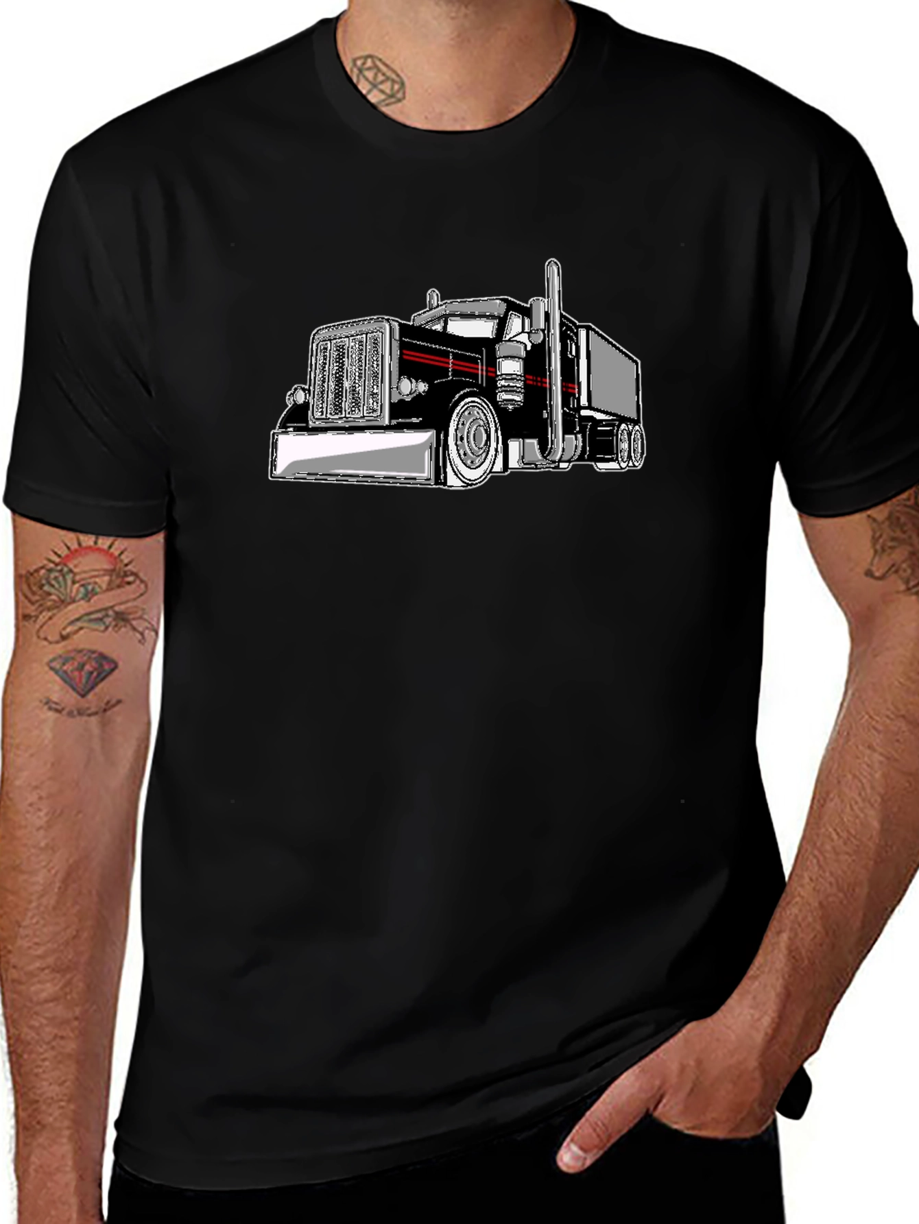 Truck Graphic Black T-Shirt for Men