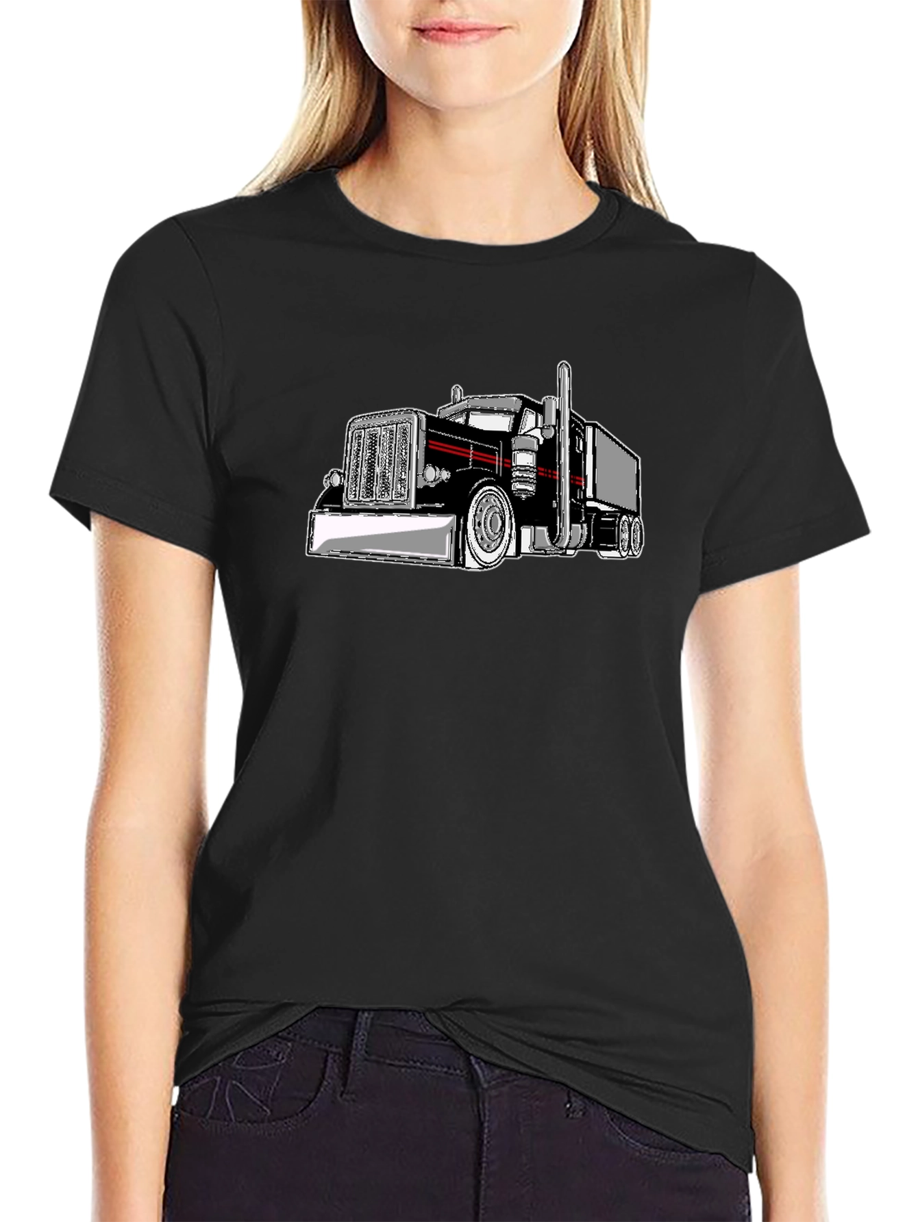 Truck Graphic Black T-Shirt for Men